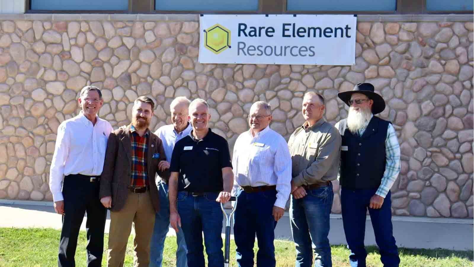 Rare Element Resources CEO Brent Berg, center left, with Wyoming state, national and local officials at Monday's groundbreaking for the company's rare earths demonstration plant in Upton, Wyoming.