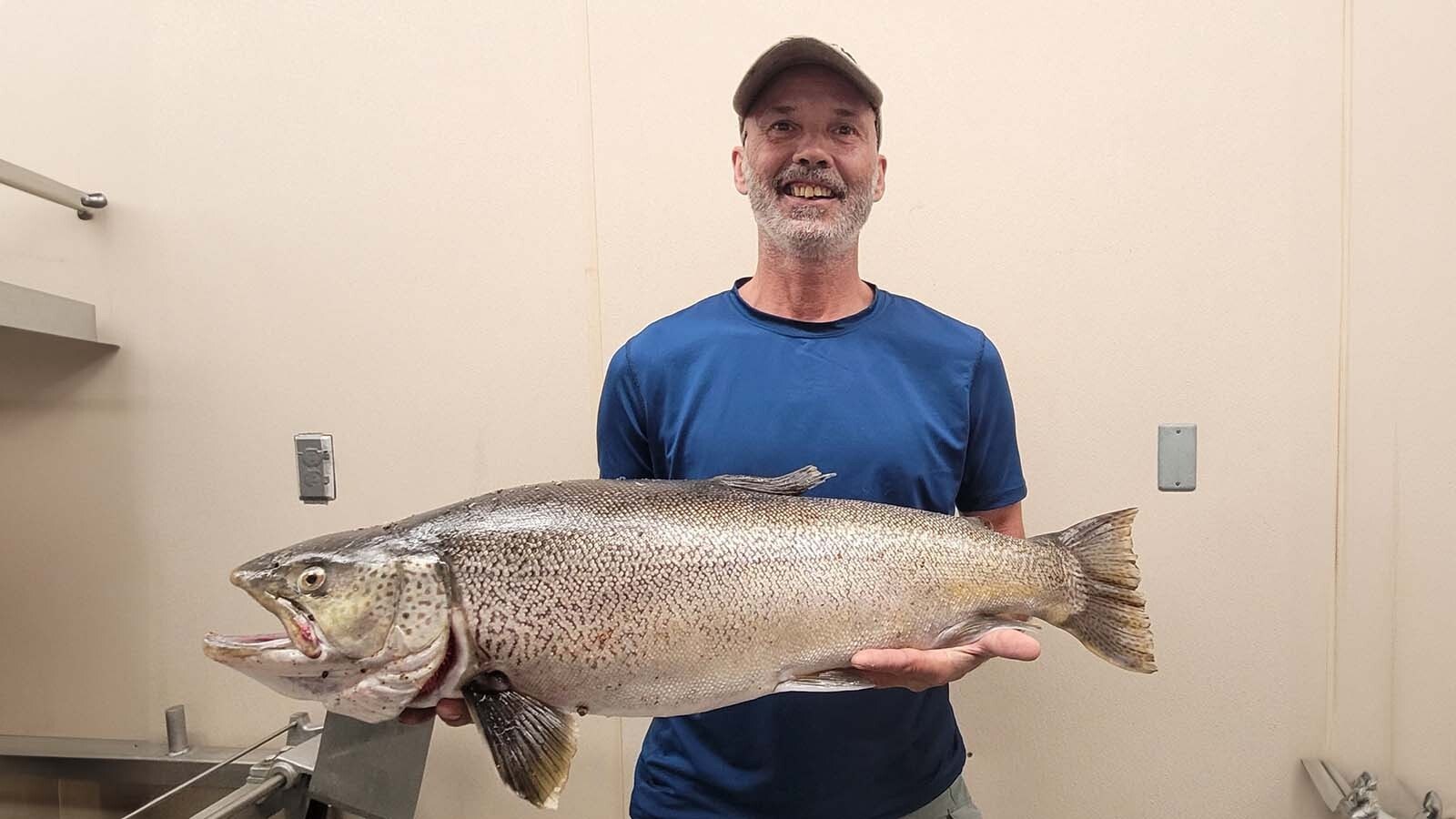 Shelby Holder of Kemmerer set the new state record for a tiger trout with this 14-pound, 15.2-ounce whooper he caught on the Hams Fork River near Viva Naughton Reservoir. The previous record tiger trout were caught in 2024 and 2023 in the same vicinity.