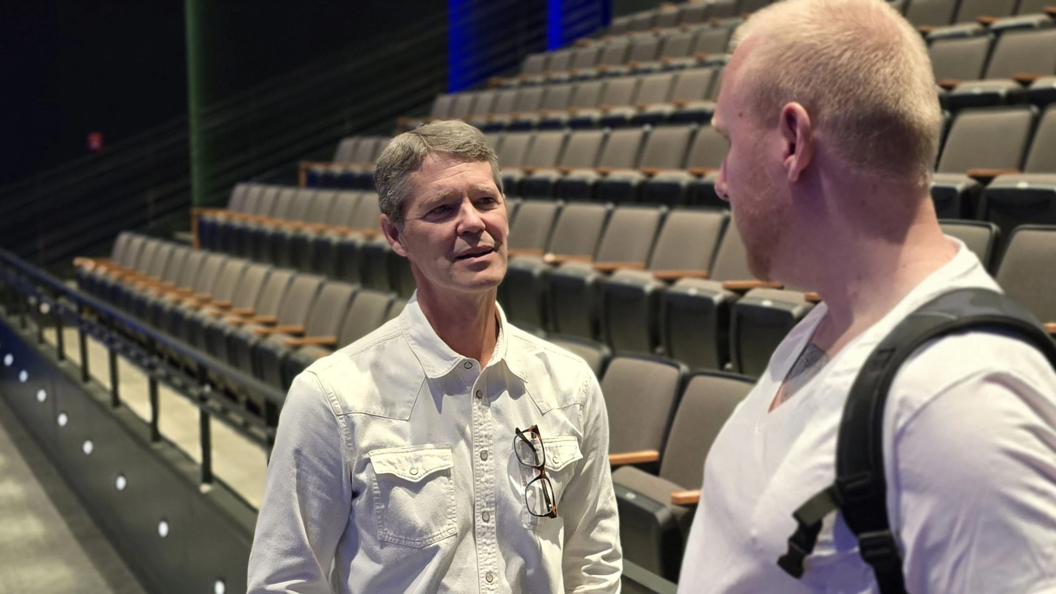 Michael Punke, left, talks to Gregory Svitavsky about writing after a small group discussion with community college students at Laramie Community College about his book, "The Revenant: A Novel of Revenge." Punke's book, which inspired the Oscar-winning movie, "The Revenant," weaves a lot of Wyoming into it. That's because Punke was born in Lovell and grew up in Torrington.