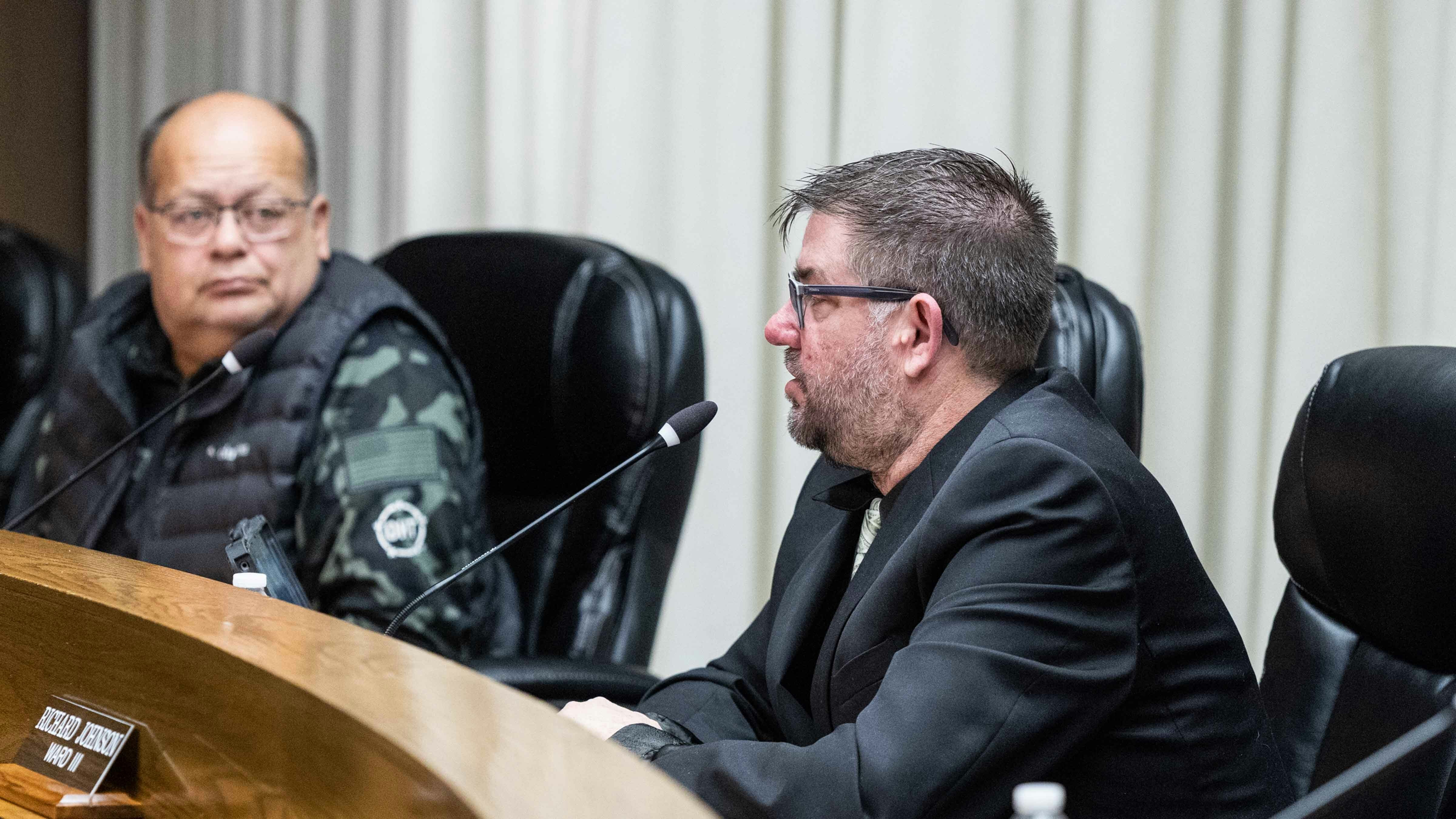 City Councilmembers Richard Johnson (right), and Scott Roybal (left)