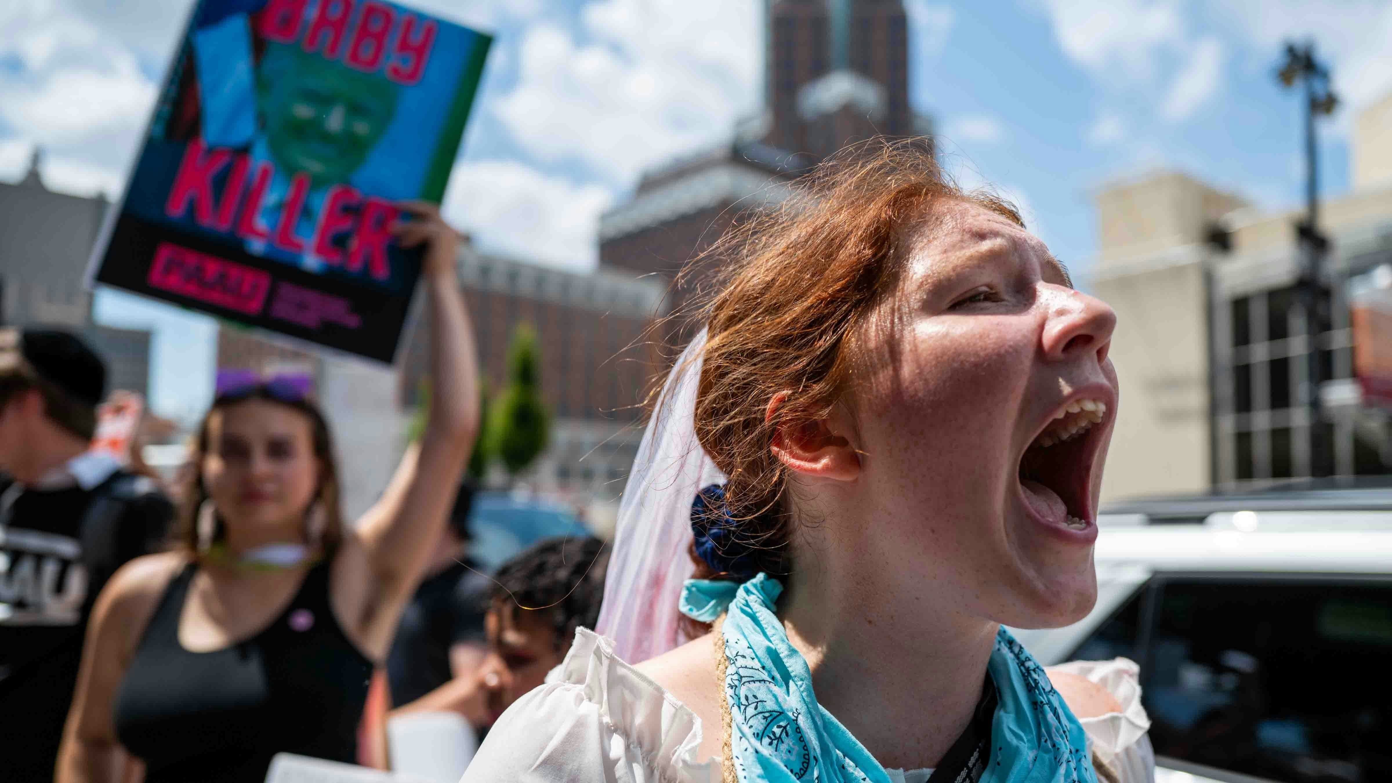 Hundreds of protesters representing a variety of causes, gather outside of the Republican National Convention (RNC) on the opening day of the event on July 15, 2024 in Milwaukee, Wisconsin.