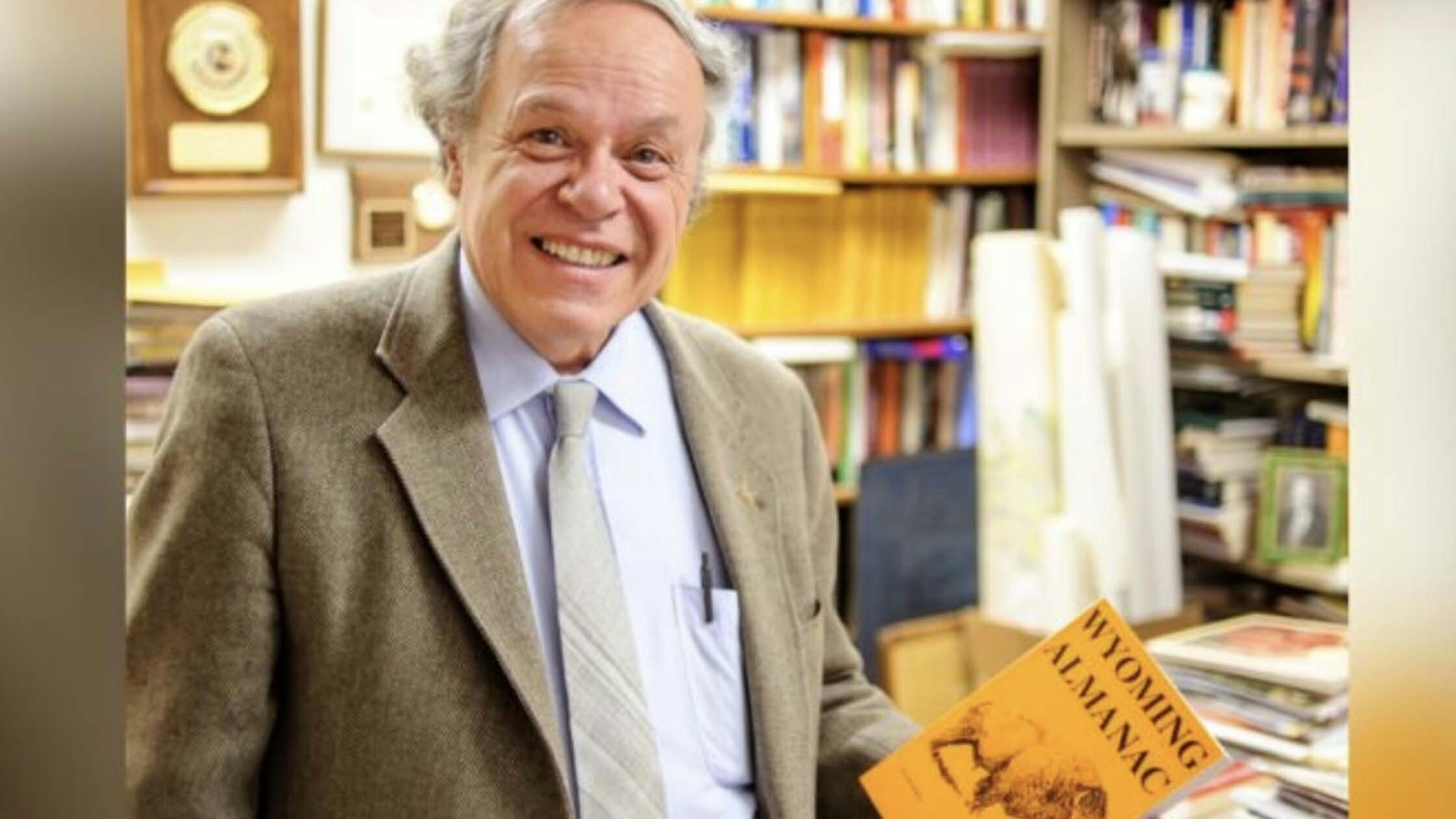 Phil Roberts with his "Wyoming Almanac." His book on Wyoming’s history is now in it’s eighth edition.