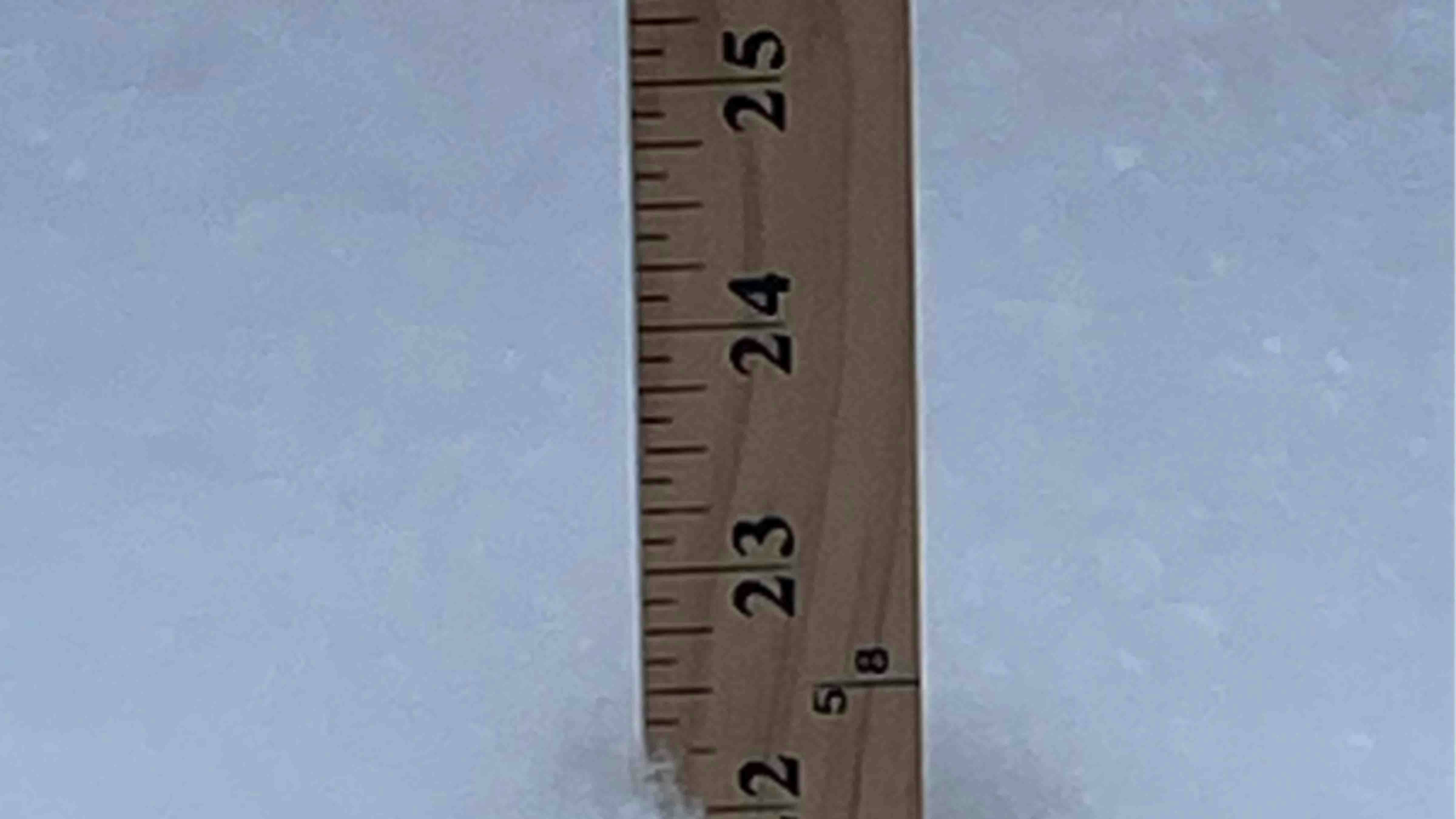 This yardstick shows 22 inches of snow in the Lander area. Other places received as much as 27 inches.