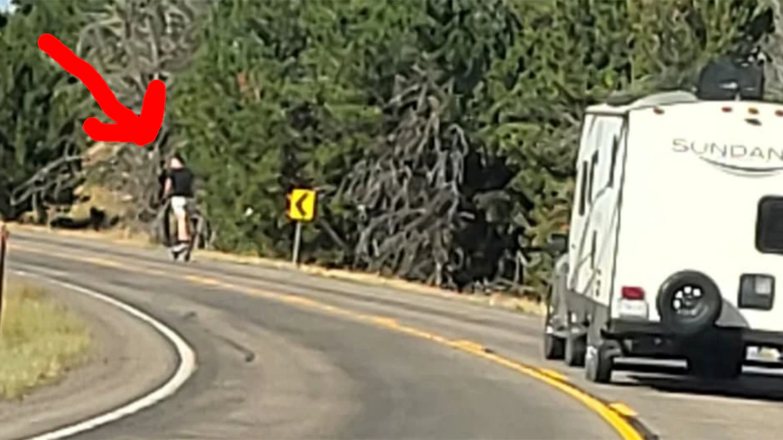 Cheyenne driver Cody Campbell took photos of people riding their electric scooters on a two-lane highway near Laramie.