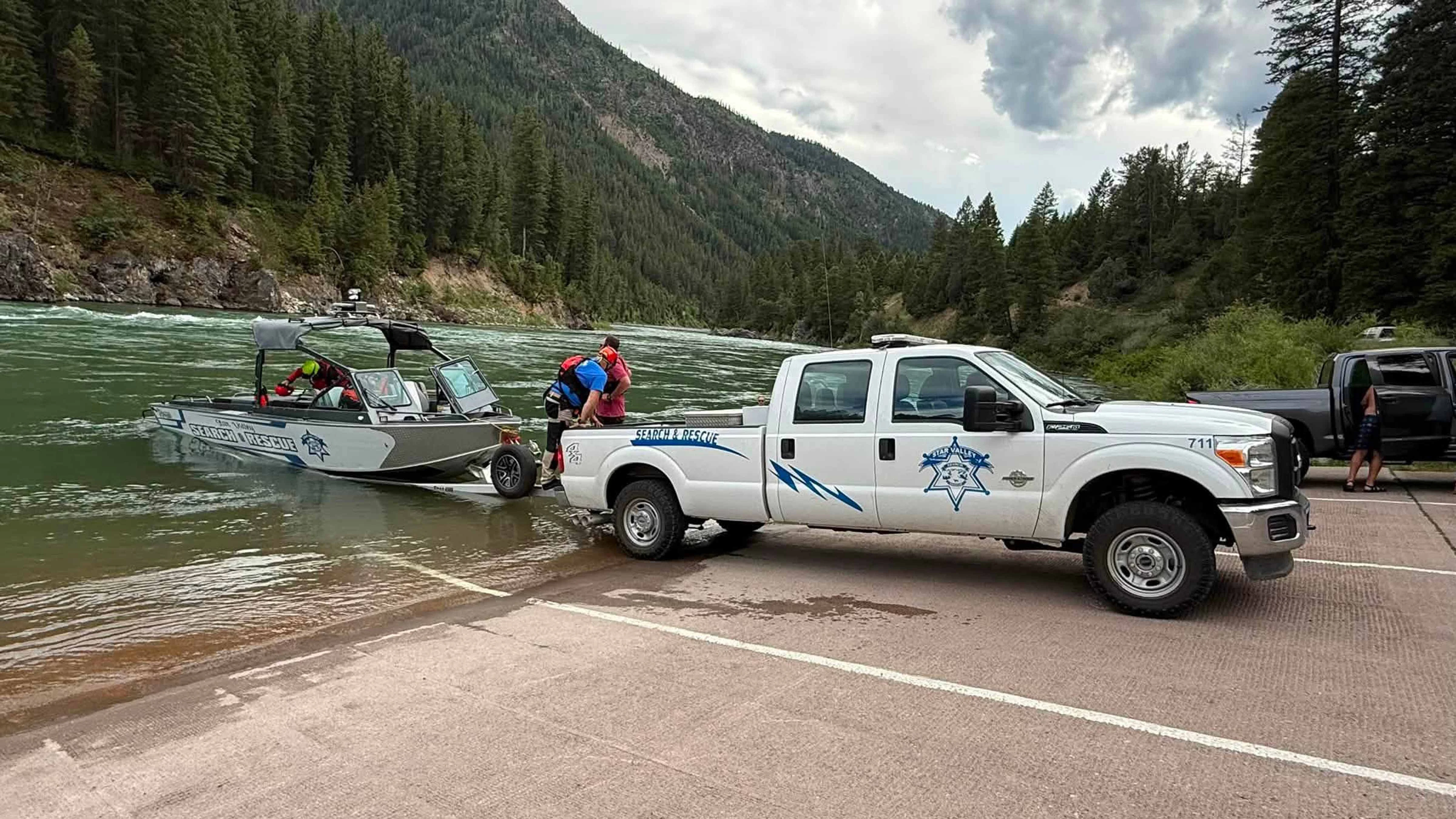Raether is presumed drowned after entering the river Saturday evening, and crews have searched for days using rafts, jet skis, a jet boat, drones and search dogs.