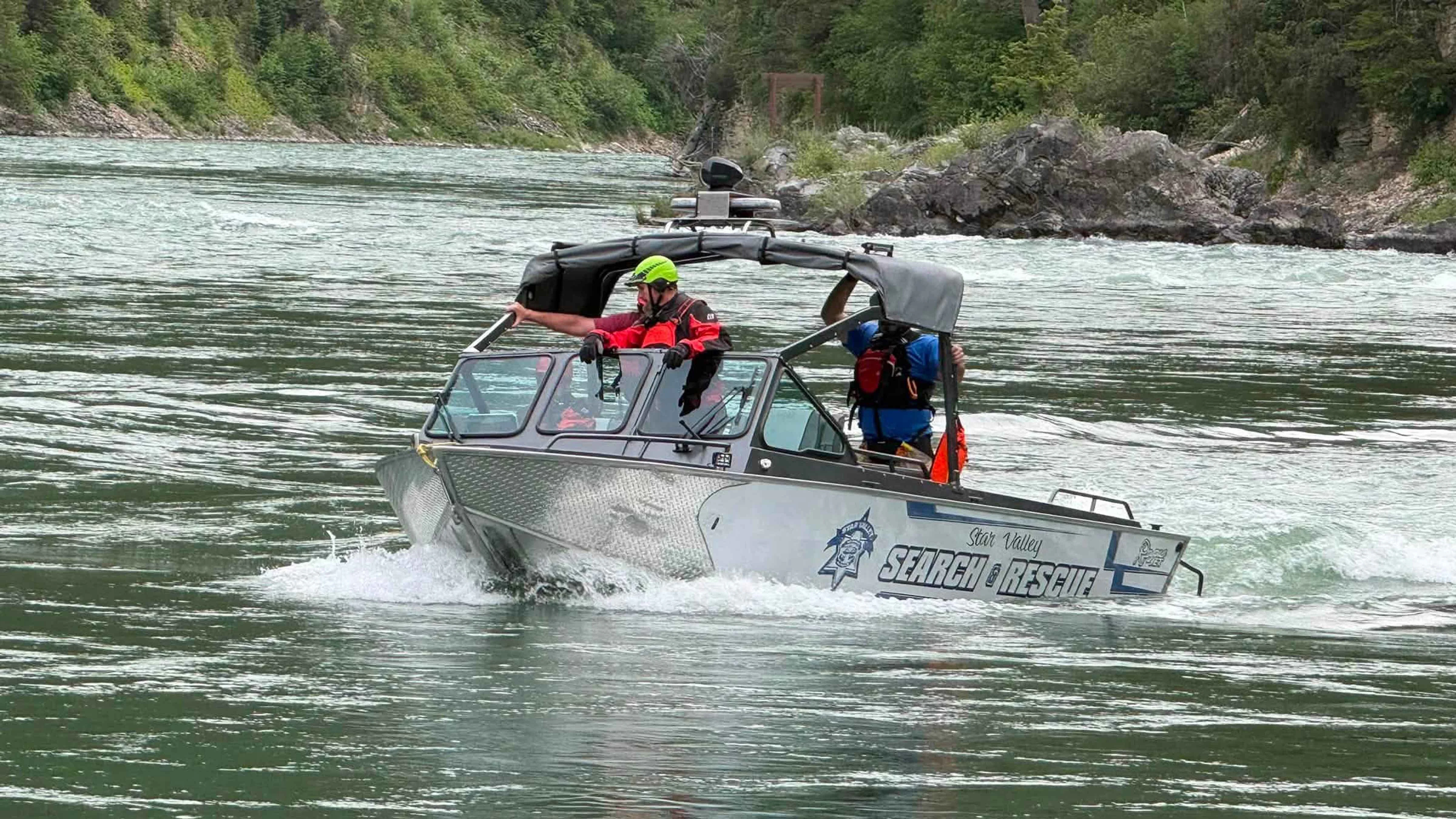 Raether is presumed drowned after entering the river Saturday evening, and crews have searched for days using rafts, jet skis, a jet boat, drones and search dogs.