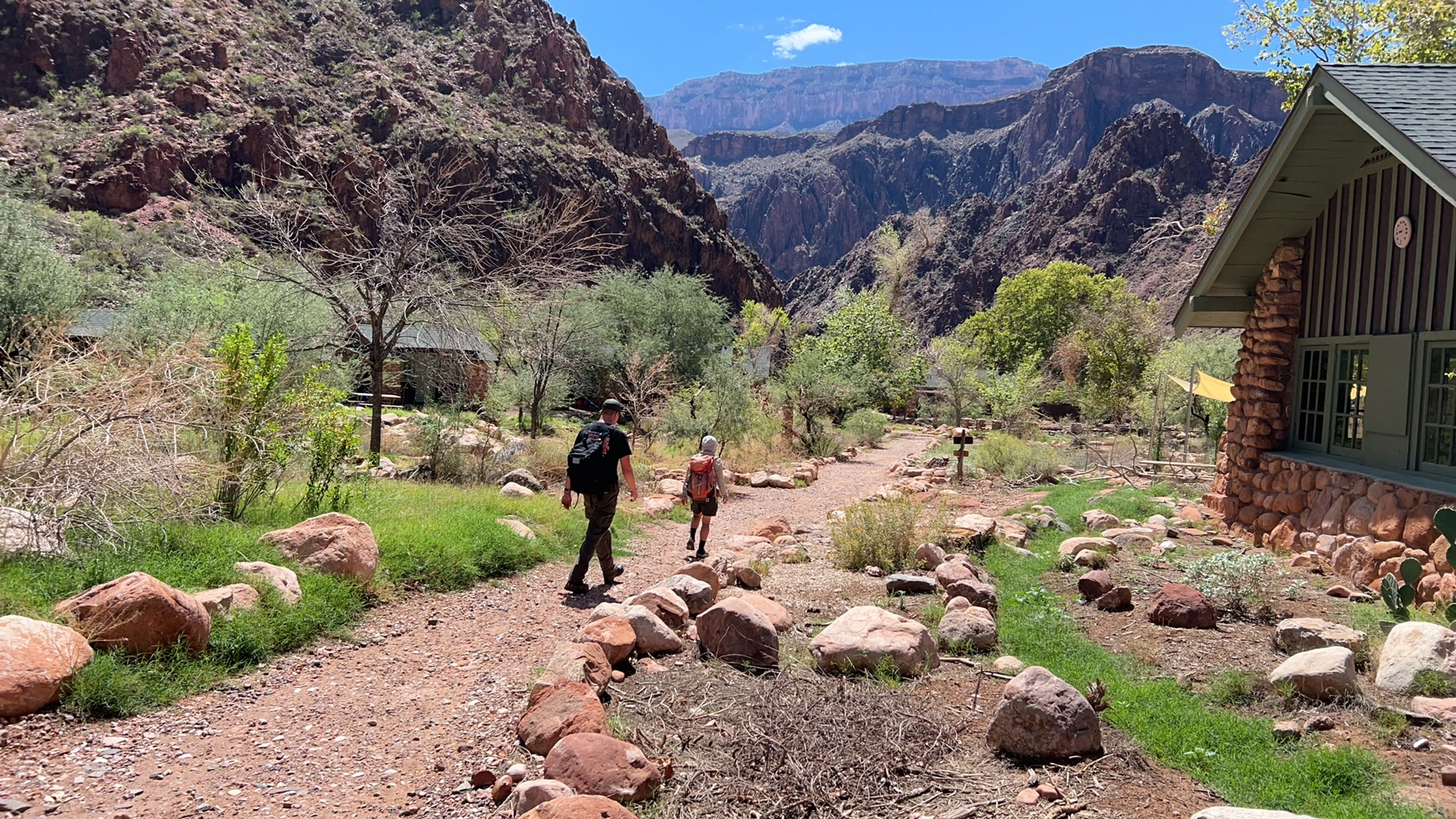 Members of the Incident Management Team hike through Phantom Ranch on Sept. 5.