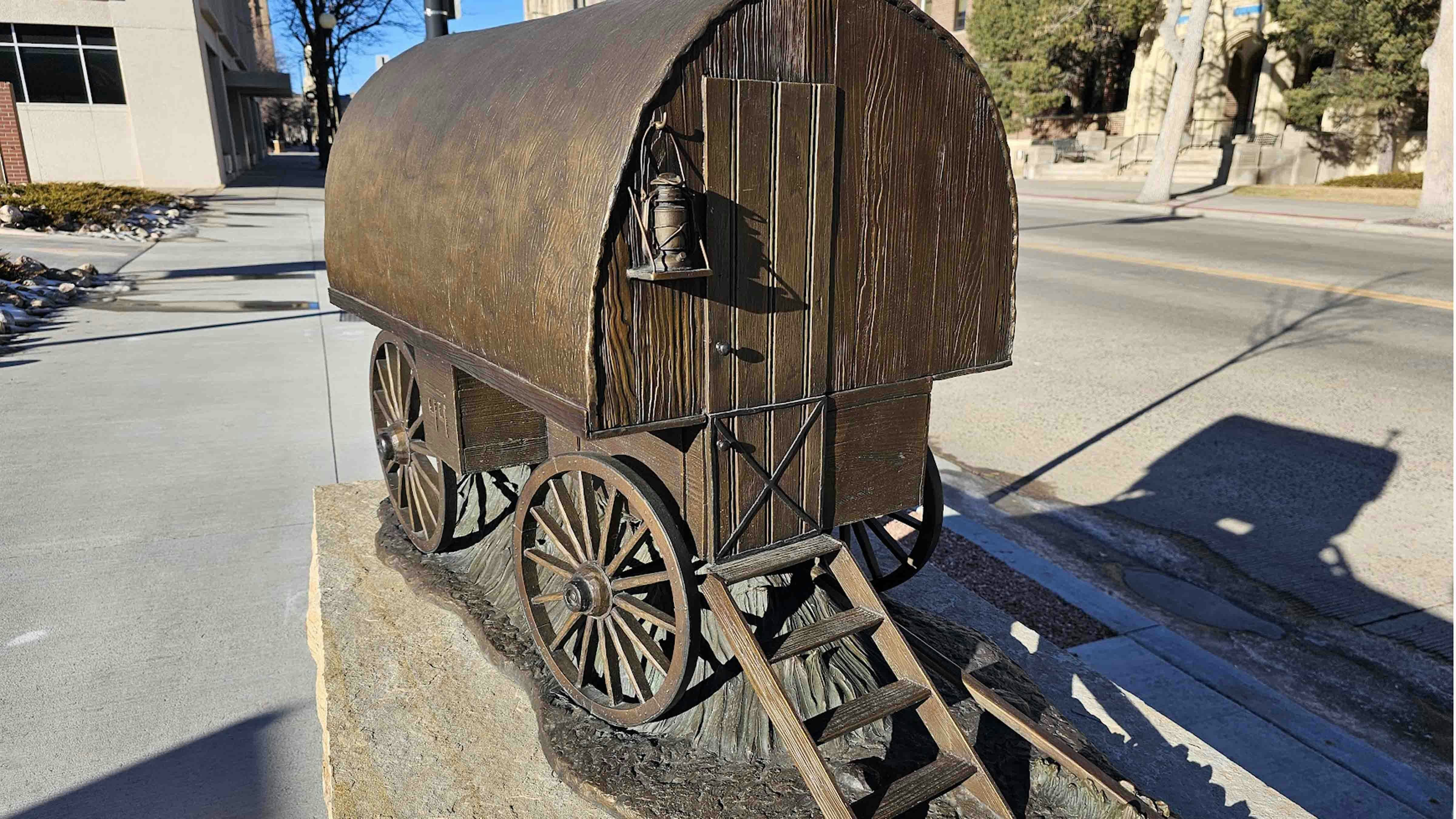 Even the sheep wagon has been immortalized in Cheyenne's more than 62 bronzes. This iconic symbol rests between 21st and 20th Streets on Capitol Avenue. Its sculptor was Tanner Loren and its donors Fred and Karen Emerich