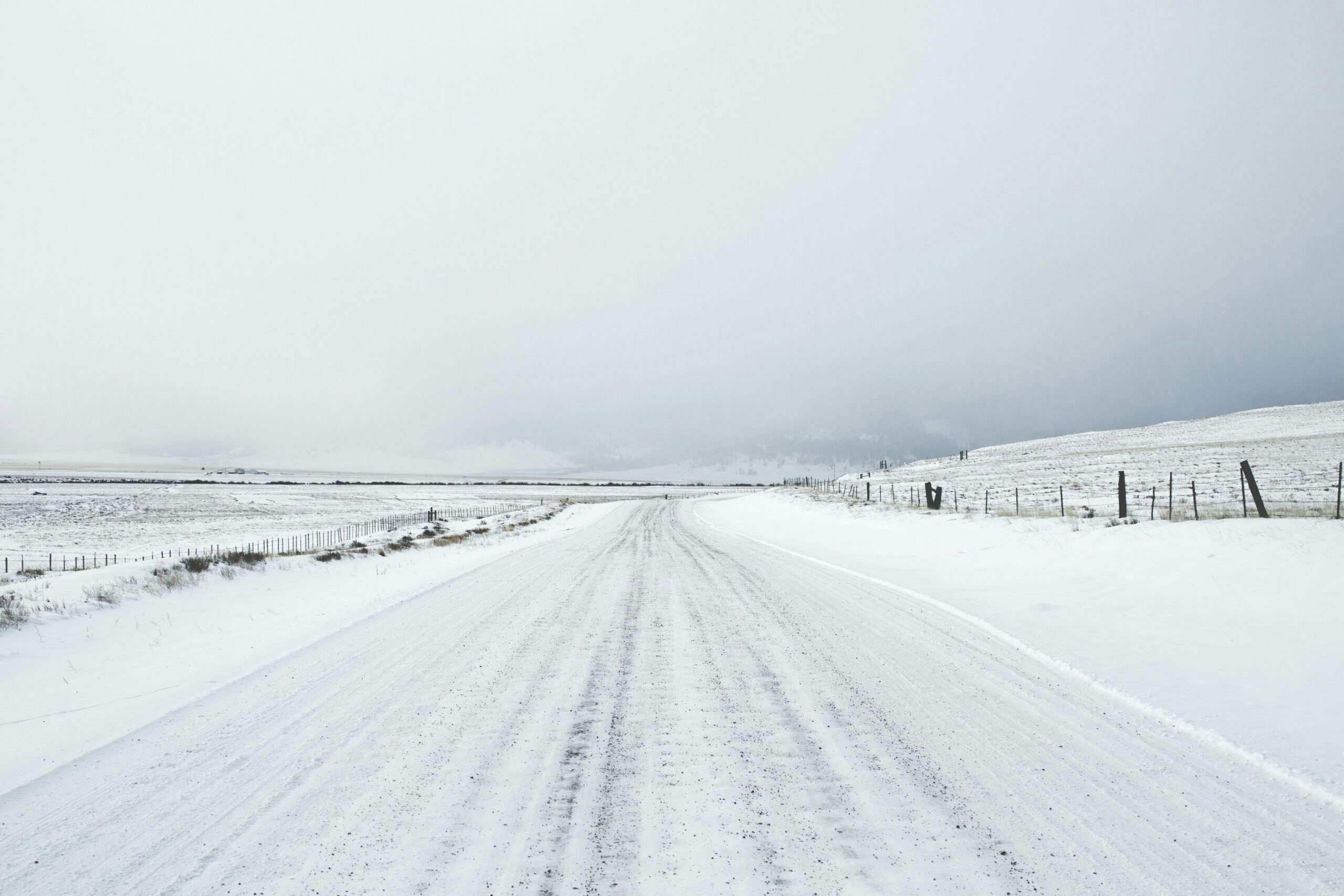 Snowy roads Wyoming propane trucks scaled