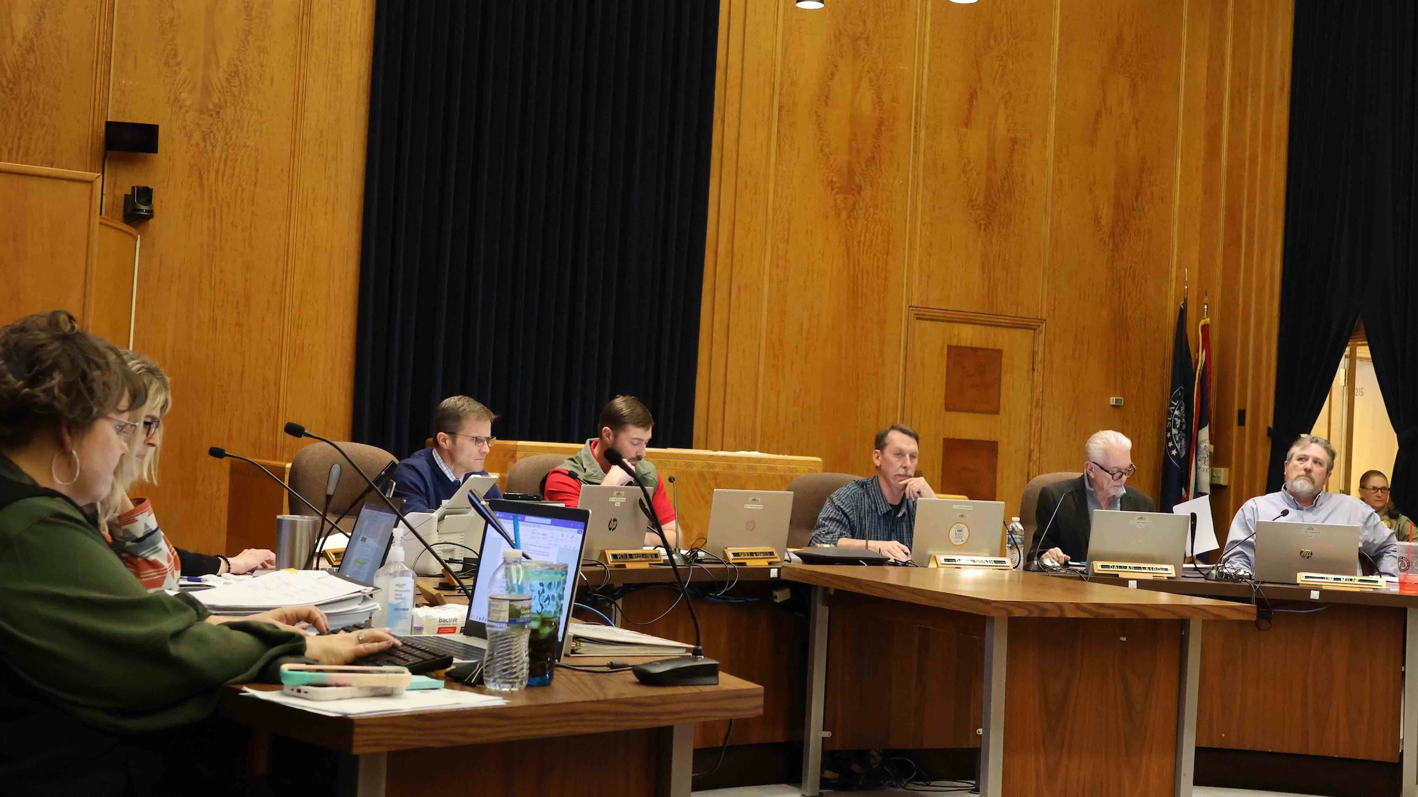 Natrona County commissioners listen to testimony during a 7 ½-hour hearing on Tuesday.