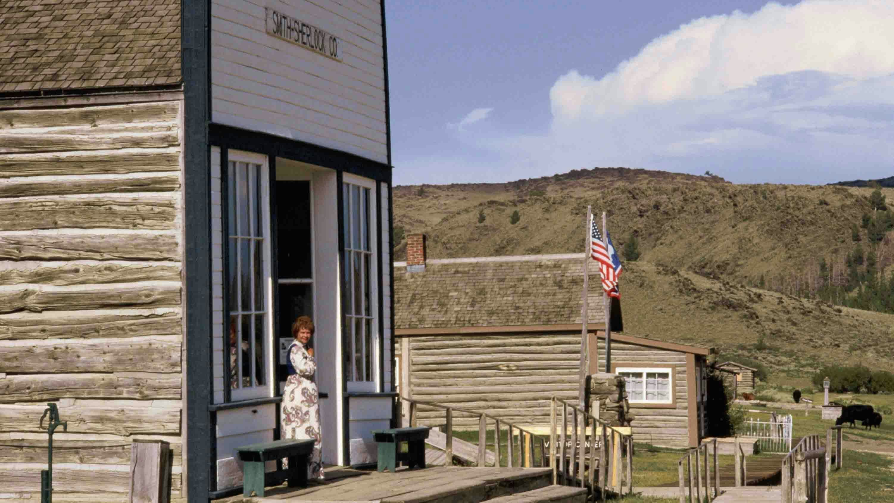 A general store stands much as it did at the time of pioneer migrations on the Oregon Trail in South Pass City, the last post on the Trail before it crossed into the Rockies. South Pass City, Wyoming.