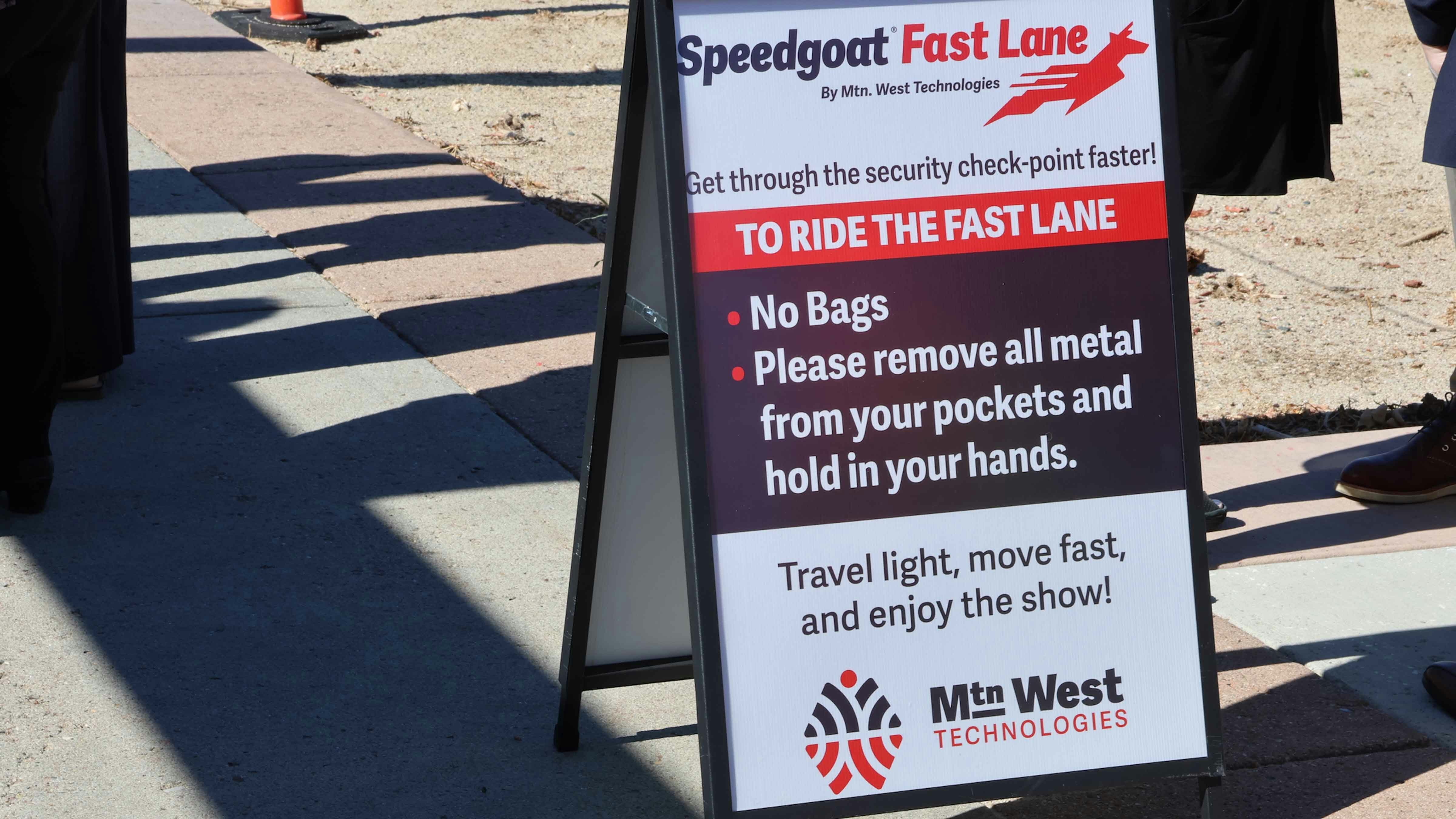 The new Speedgoat Fast Lane requires visitors to remove all metal from their pockets and hold it in their hands.