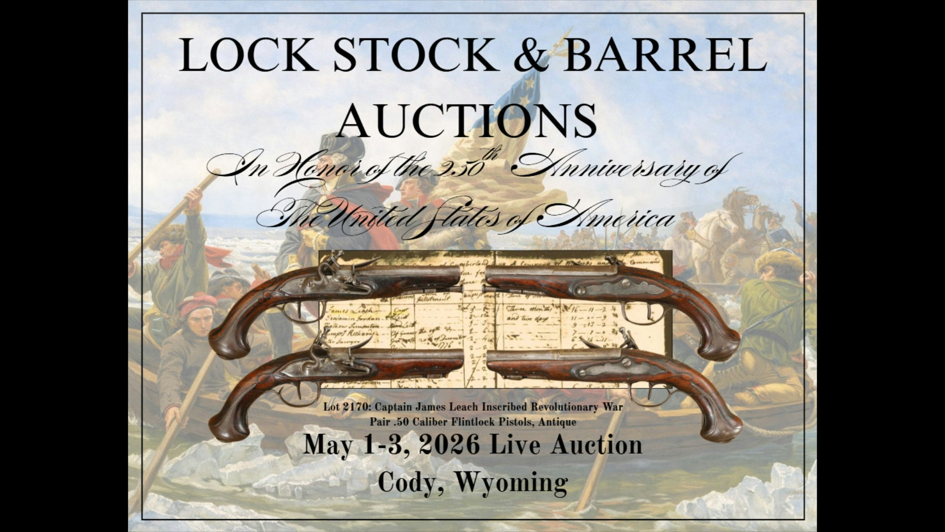 Cover of the Lock Stock & Barrel Auctions May 1–3, 2026 Live Auction catalog.