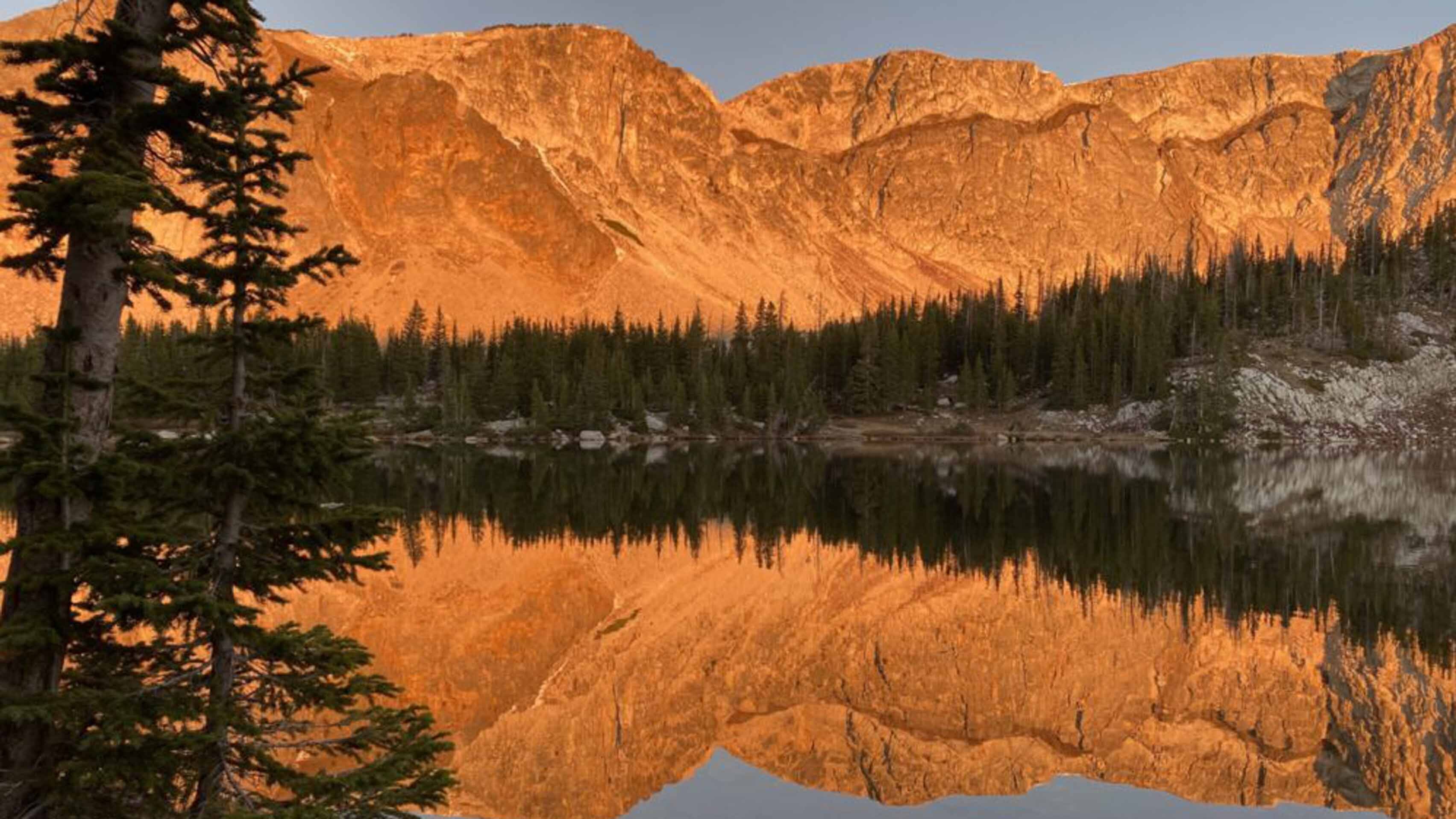 Mirror Lake and Medicine Bow Peak in the Snowy Range. Albany County.