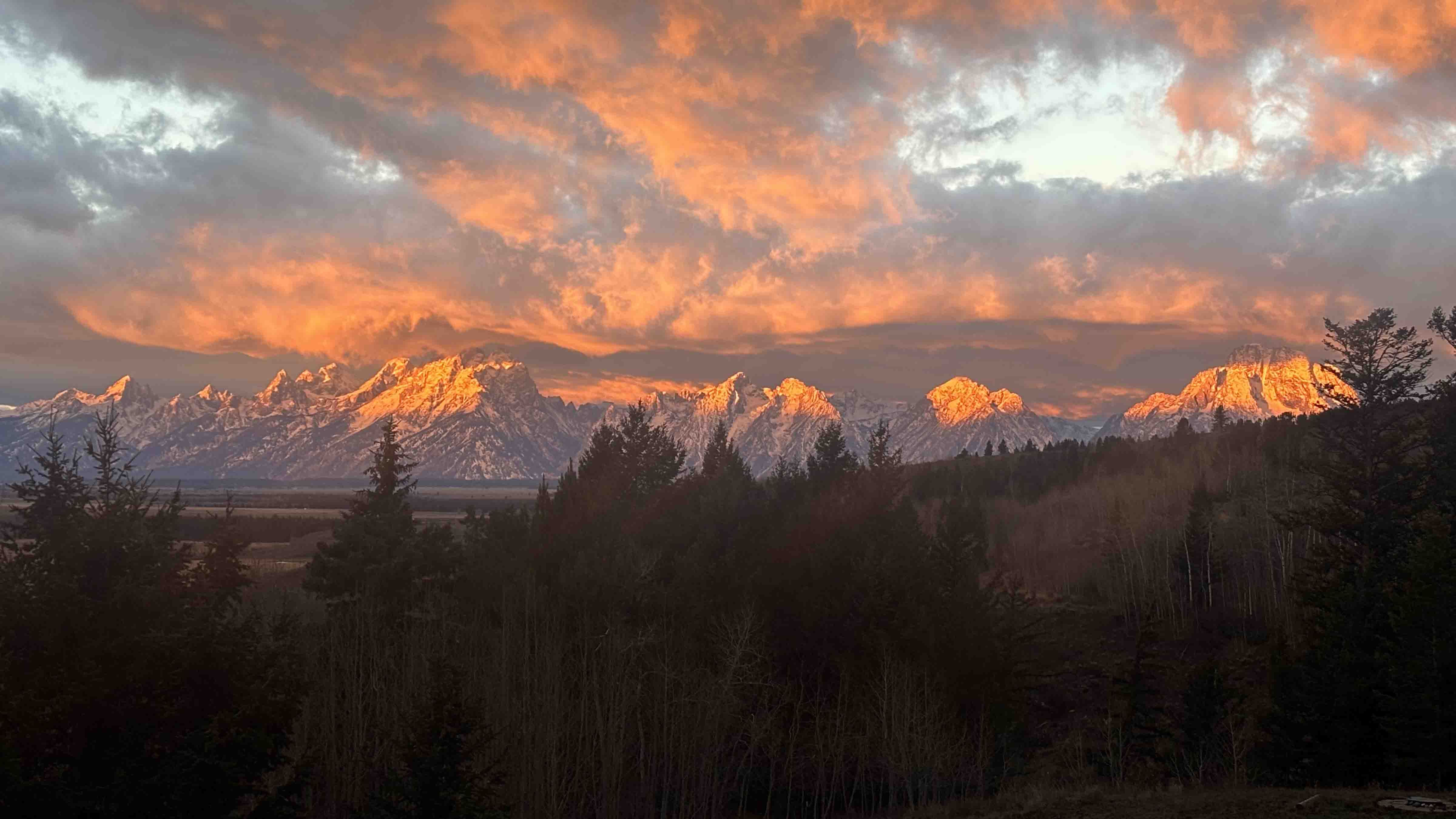 "The Tetons are showing off this morning, from Buffalo Valley, Moran WY."