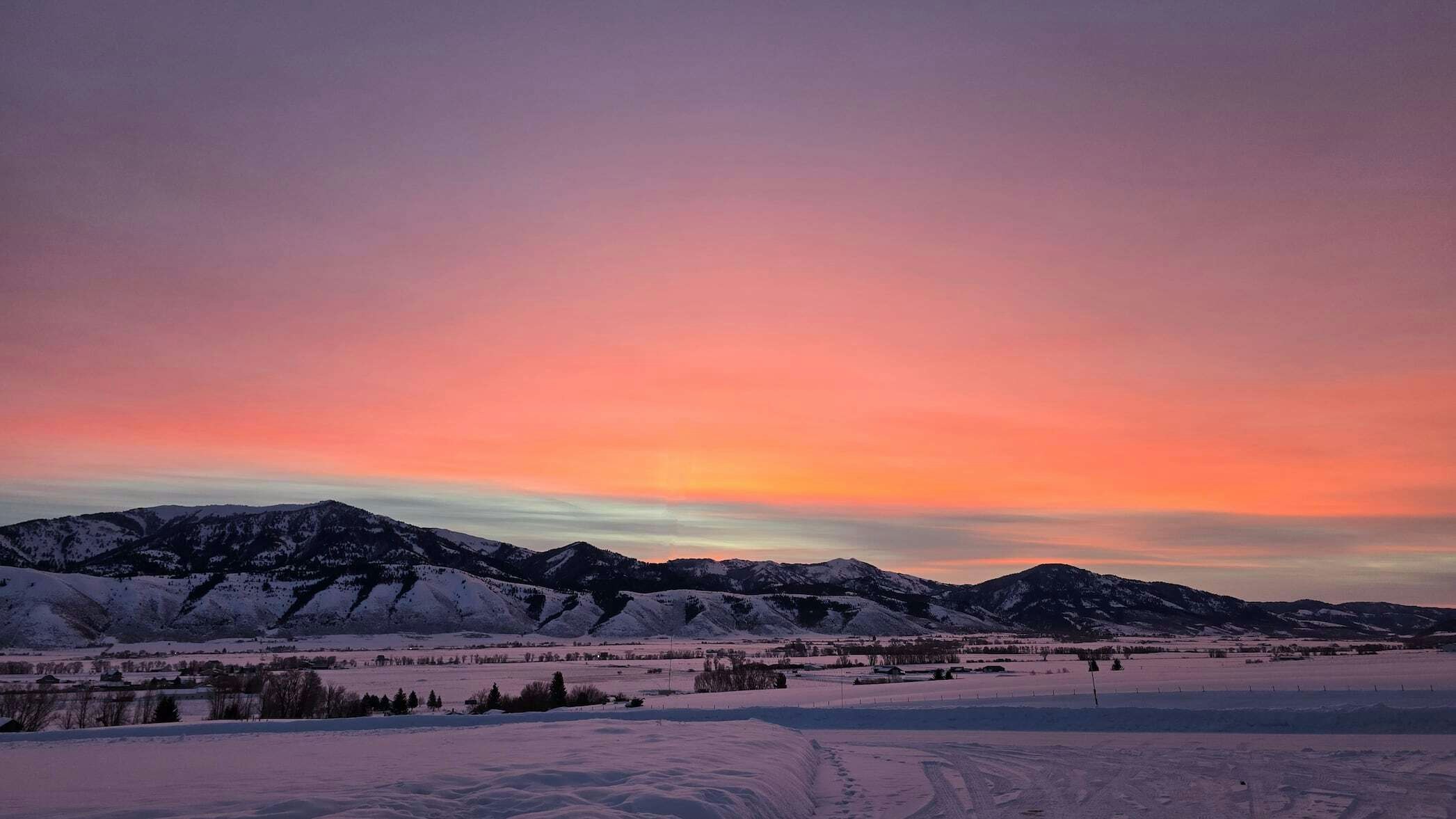 "We had an incredible sunrise this morning in Fairview, WY. No filter. The colors compensated for the cold."