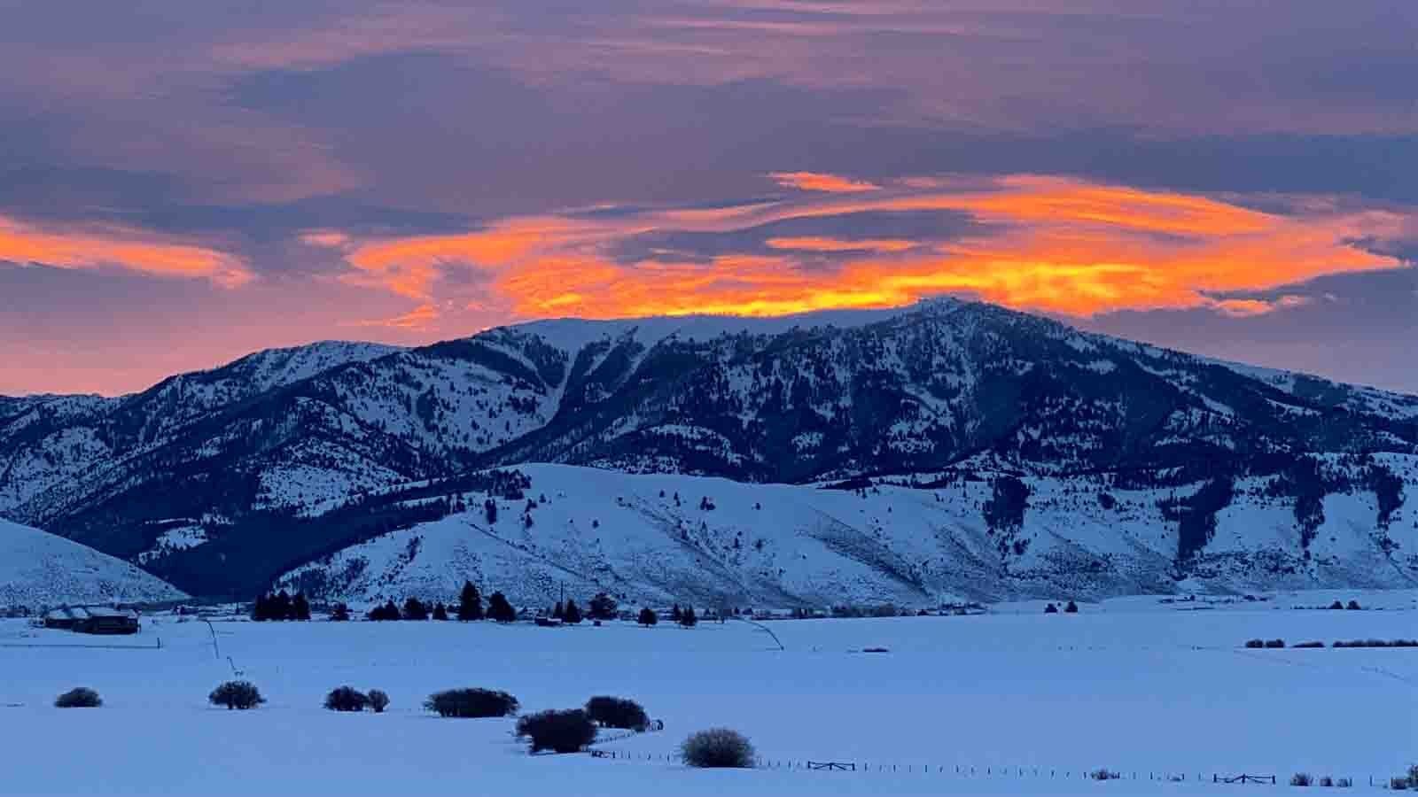 Taken from our porch looking into the Wyoming Range in Fairview on March 6, 2024.