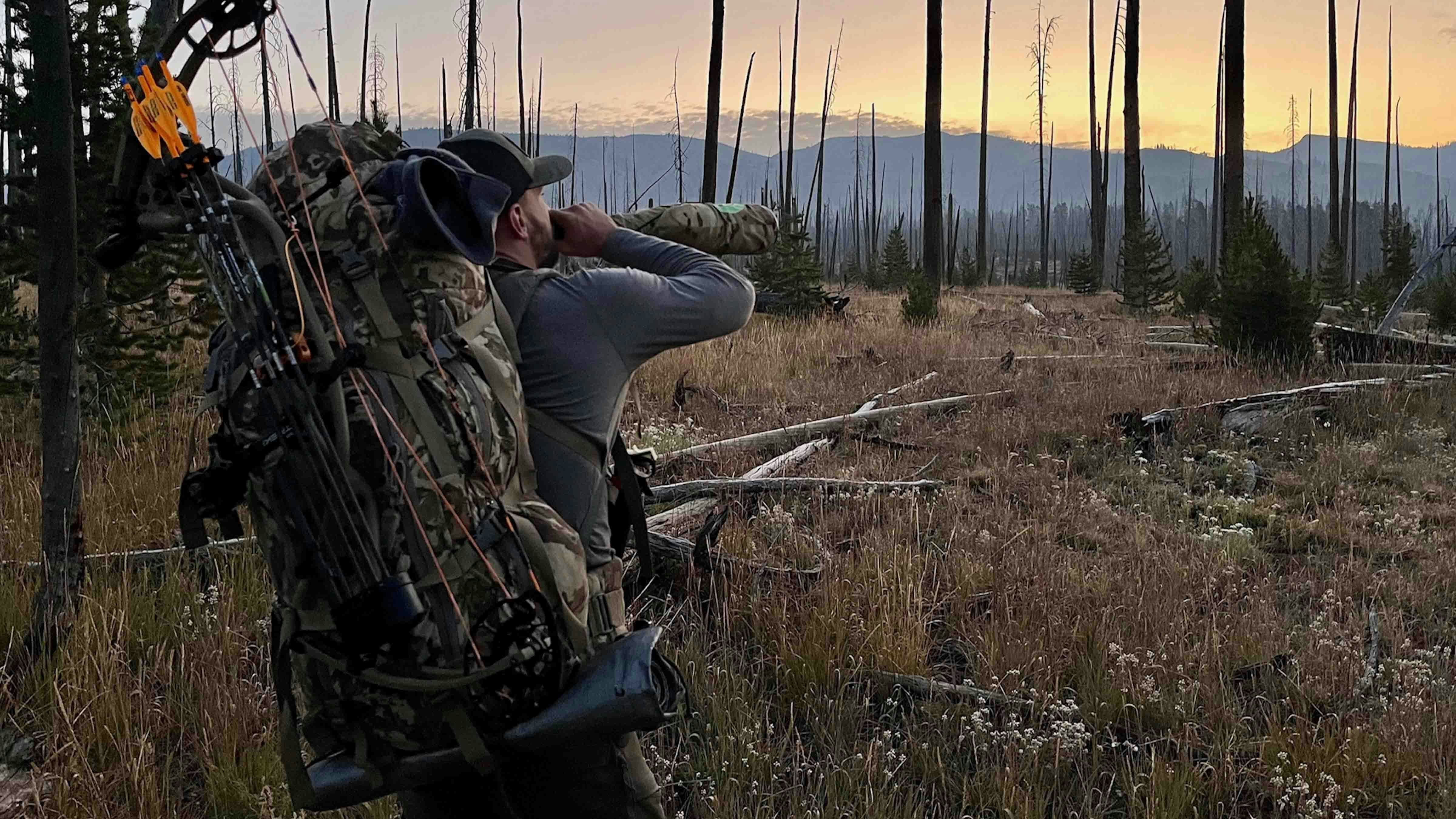 Bugling for elk with a good friend during an early morning hunt west of Cody.