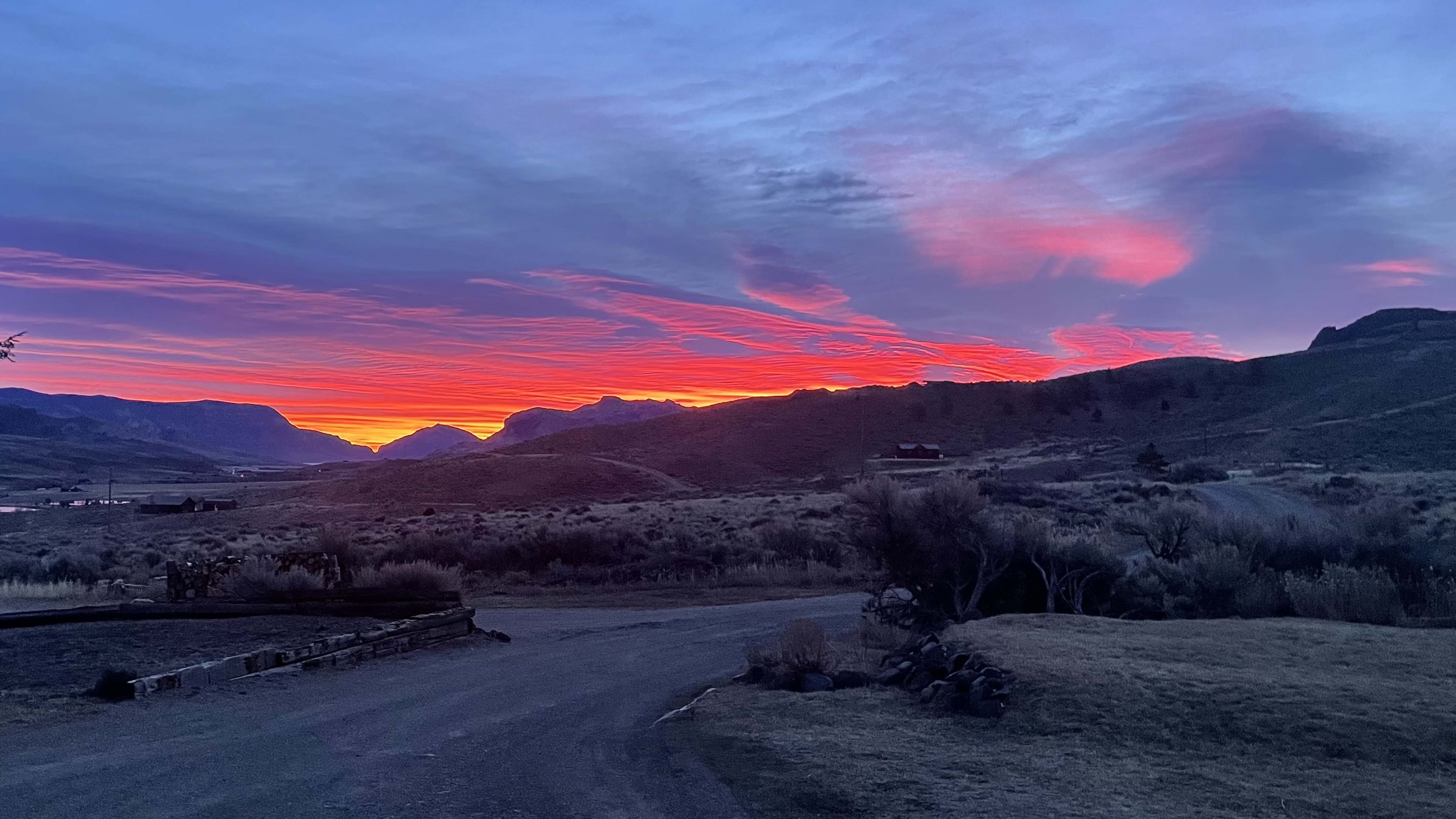 "Wapiti, Wyoming beautiful sunrise, before the wind. Never gets old."