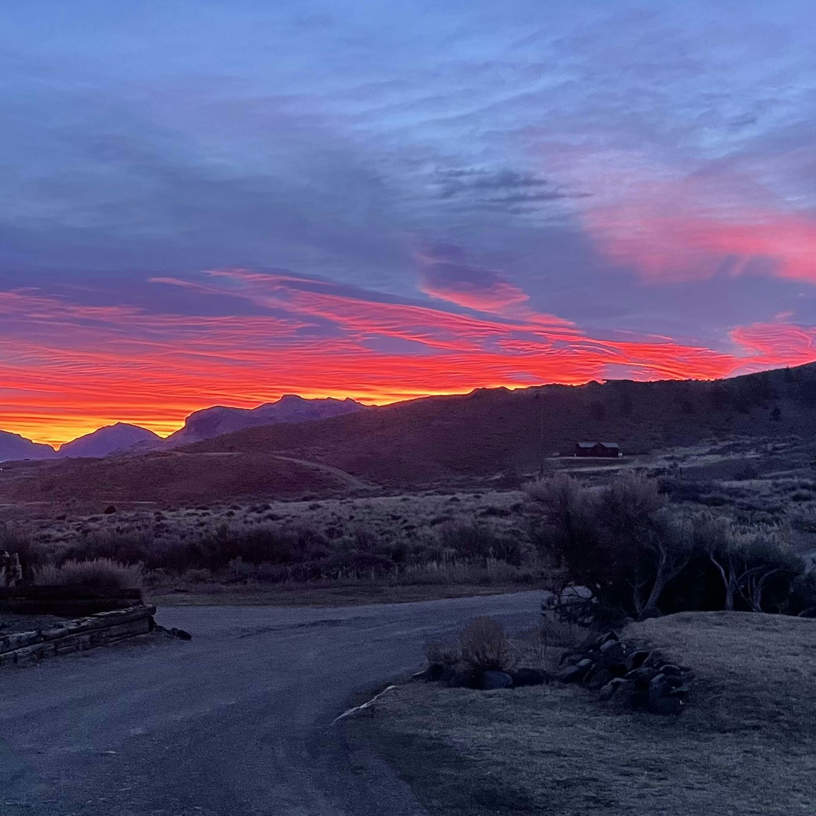 "Wapiti, Wyoming beautiful sunrise, before the wind. Never gets old."
