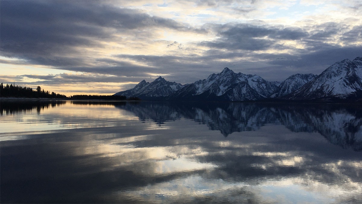 "Evening on Jackson Lake."