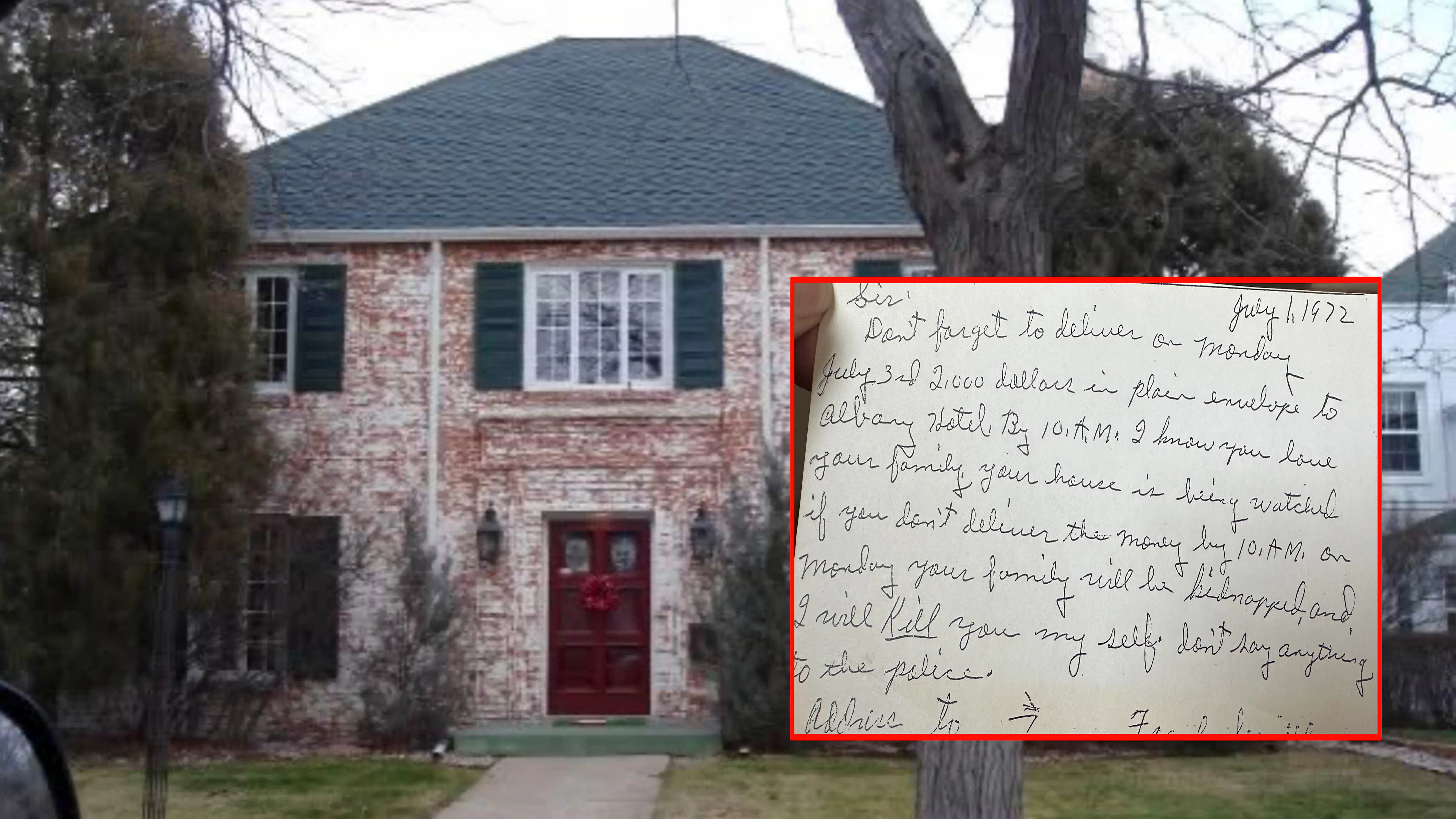 A rediscovered extortion letter sent to Cheyenne National Bank President Bill Allen in 1972 threating to kill family unless he paid $2,000 brings back frightening memories of a fake ransom drop and a daughter who stood guard with a golf club.