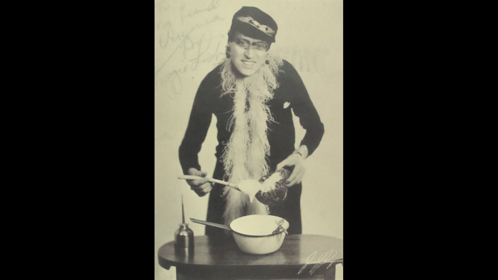 Tizzie Lish was the stage persona of a popular 1930s and 1940s commedian and actor named Bill Comstock. He'd give bad advice and cook disgusting recipes while talking in an exaggerated falsetto.