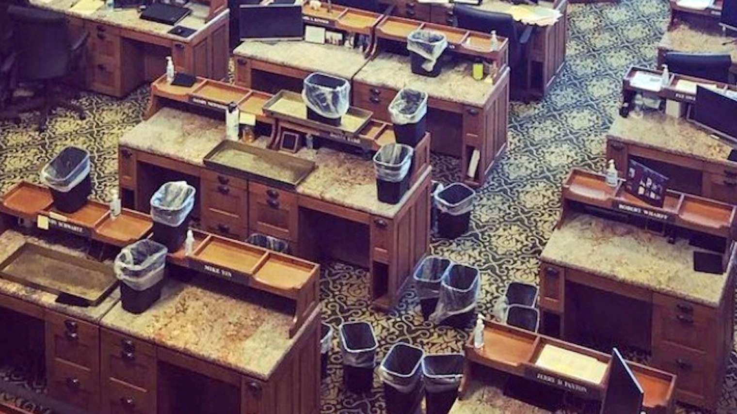 Trash cans in capitol