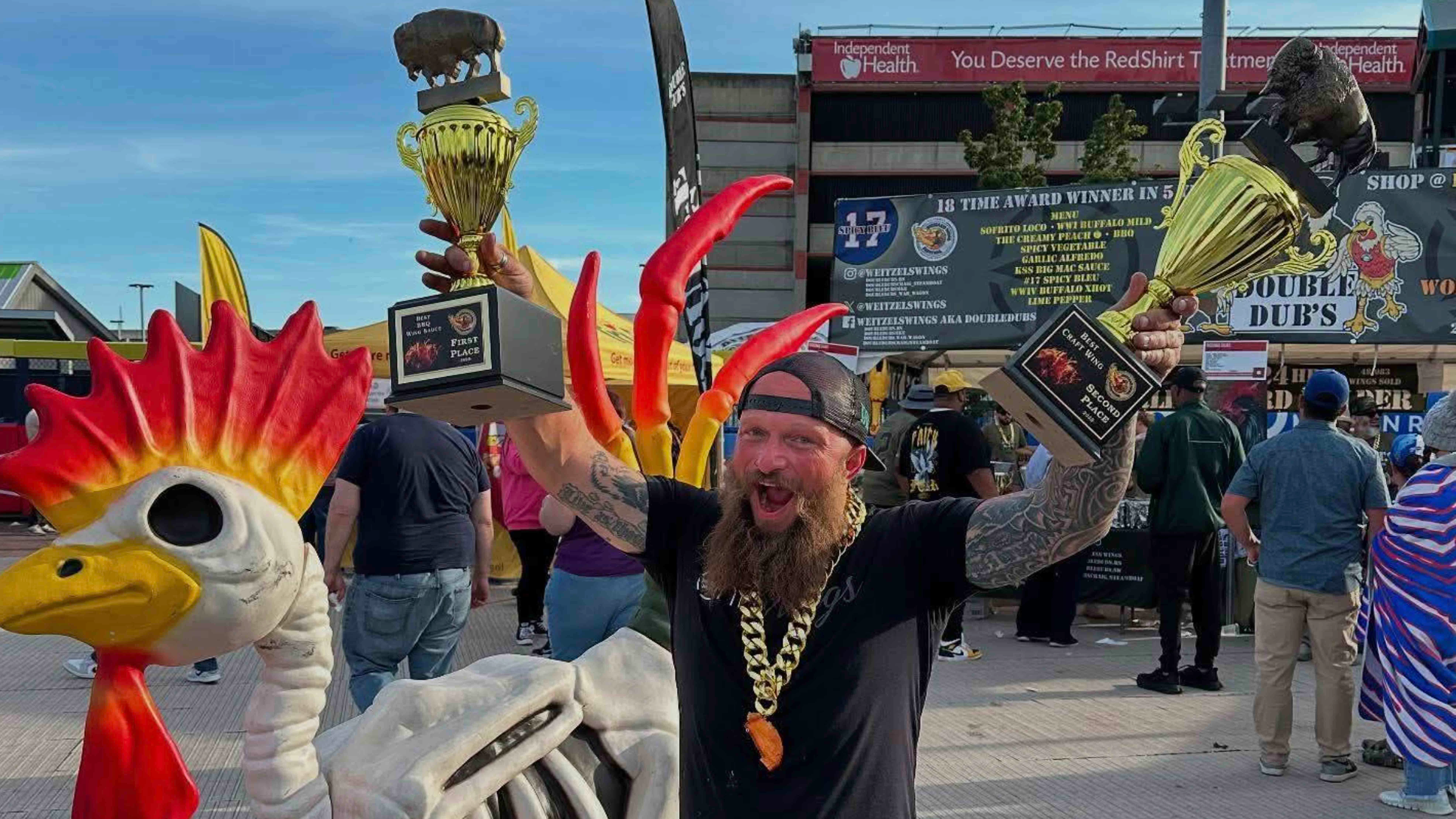 Trent Weitzel, owner of Double Dub’s MKE Chicken Wings and reigning champion of the National Buffalo Wing Festival in New York, is traveling to Texas for the launch of the newest Double Dub’s food truck.