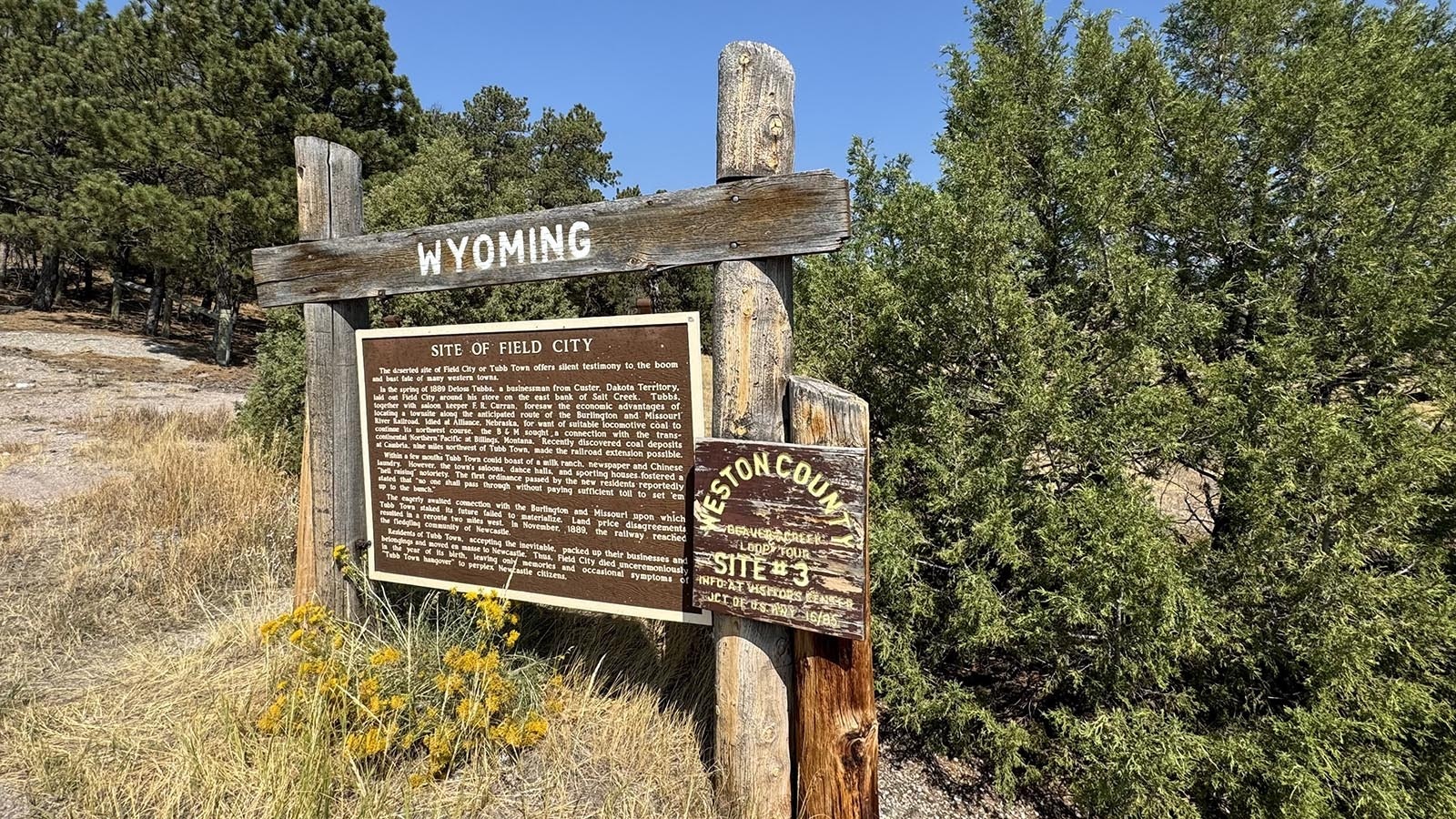 Except for this historic sign, there is no evidence of the Ghost Town of Tubb Town.