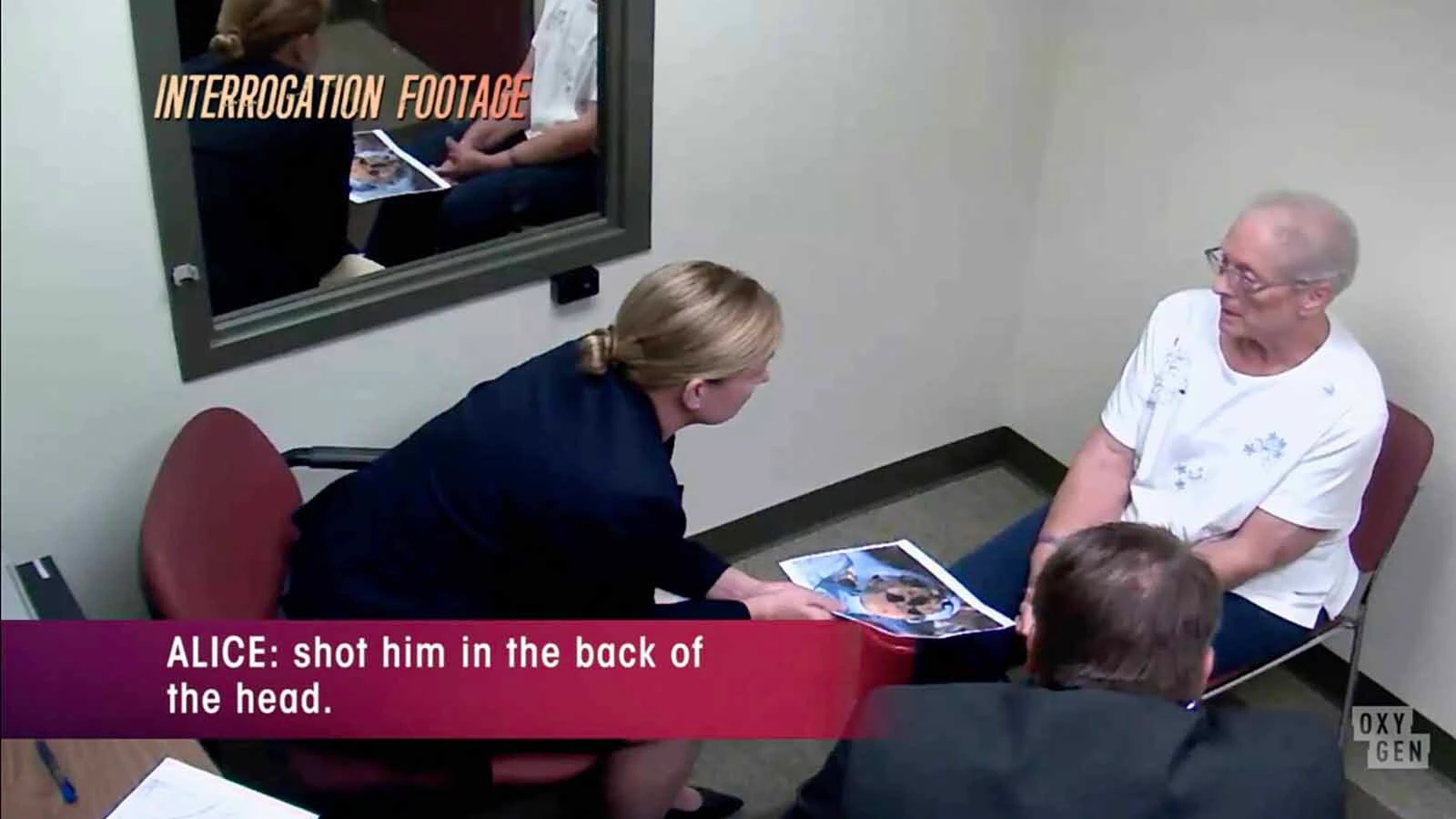 Gerald Uden is interrogated about the murders of his ex-wife, step-sons and other murders his wife Alice did.