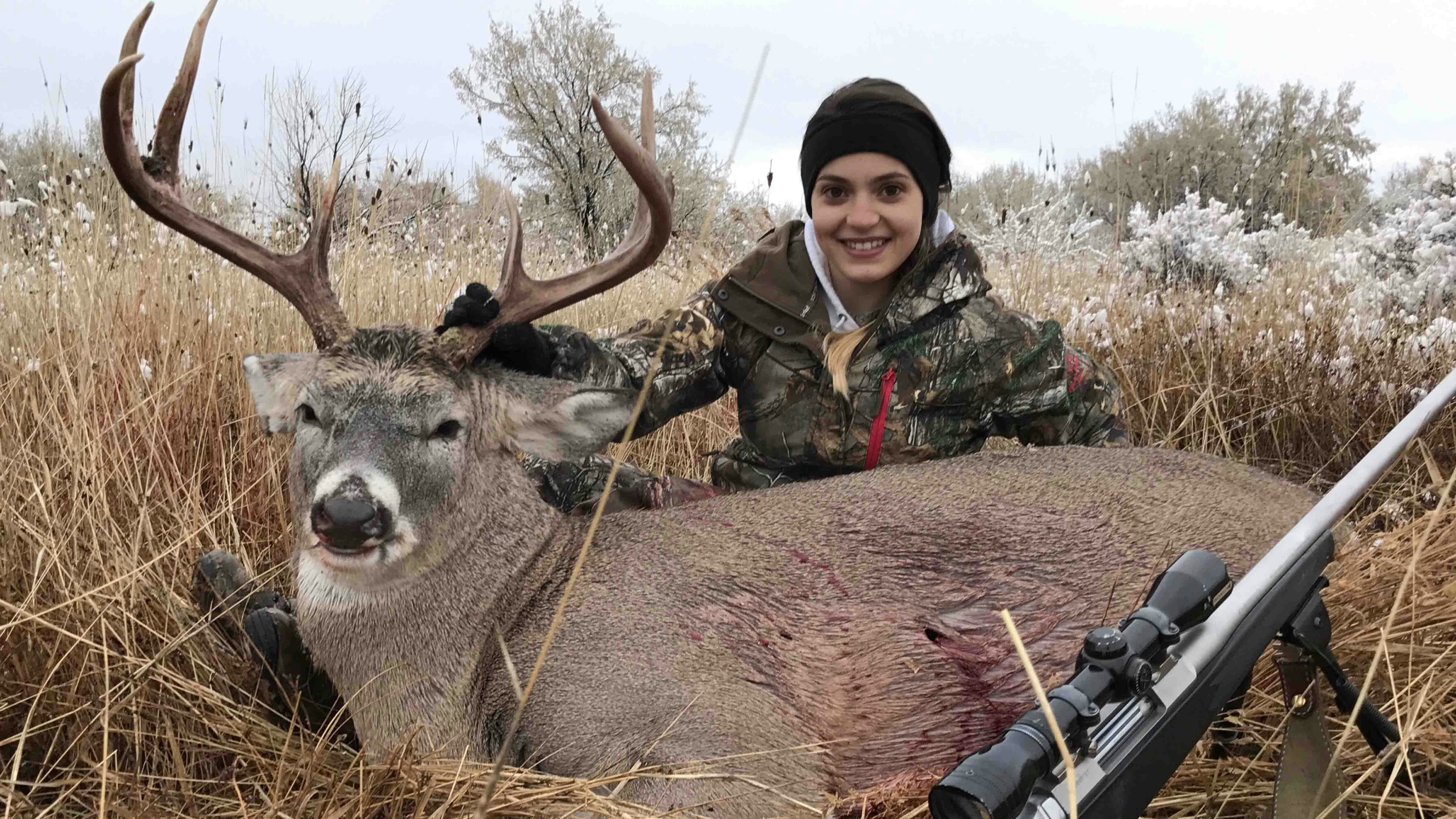 Brianne Siebert of Riverton has killed a few Wyoming whitetails, including this impressive buck near Powell.