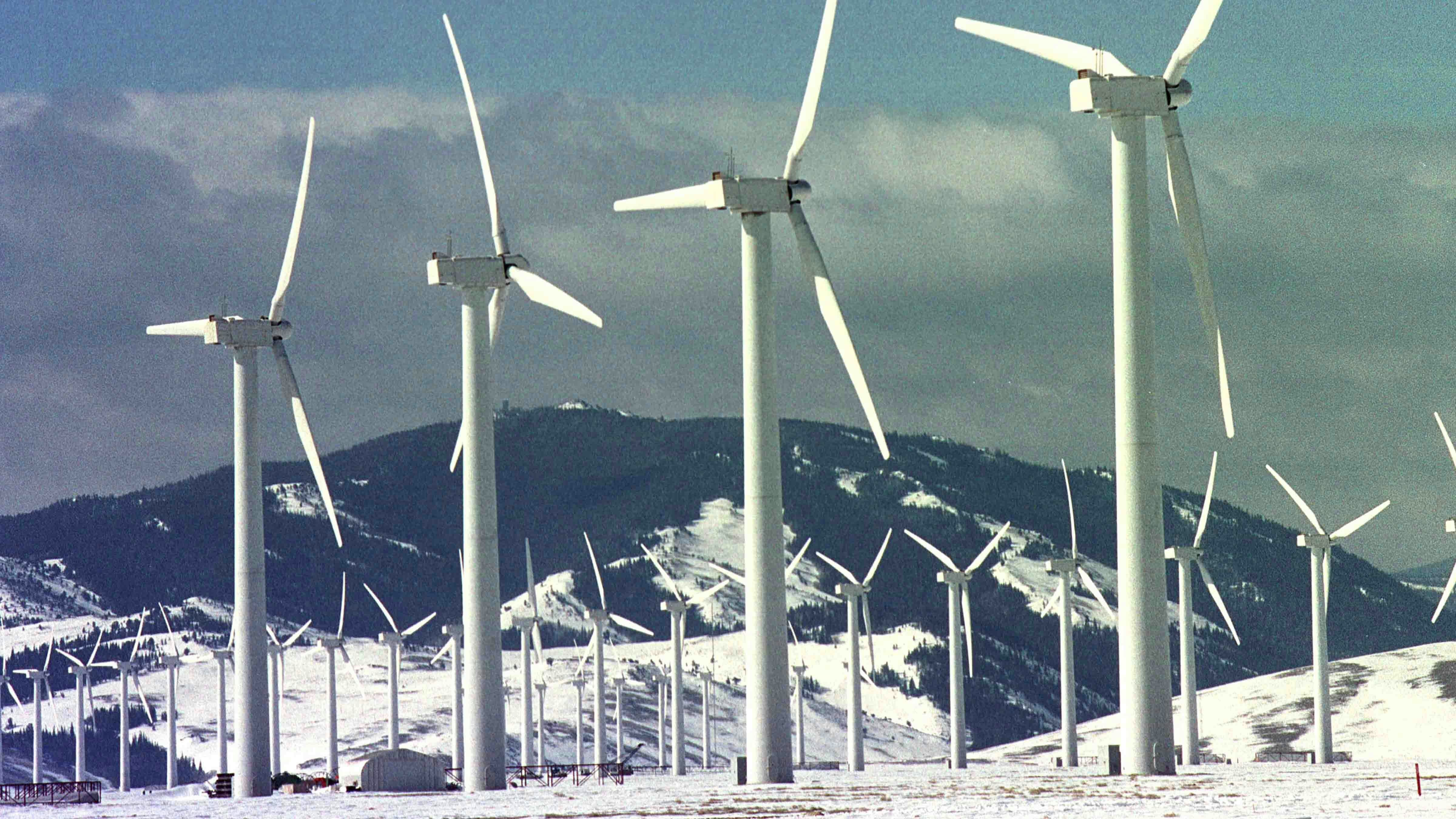 Wind turbines in Carbon County, Wyoming.