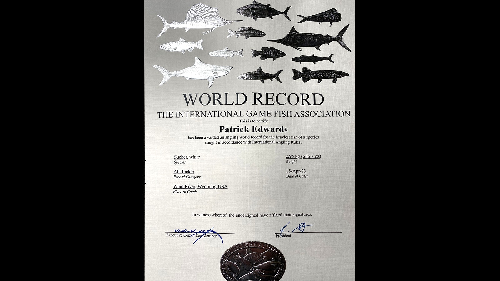 World record fish certificate 10 16 23