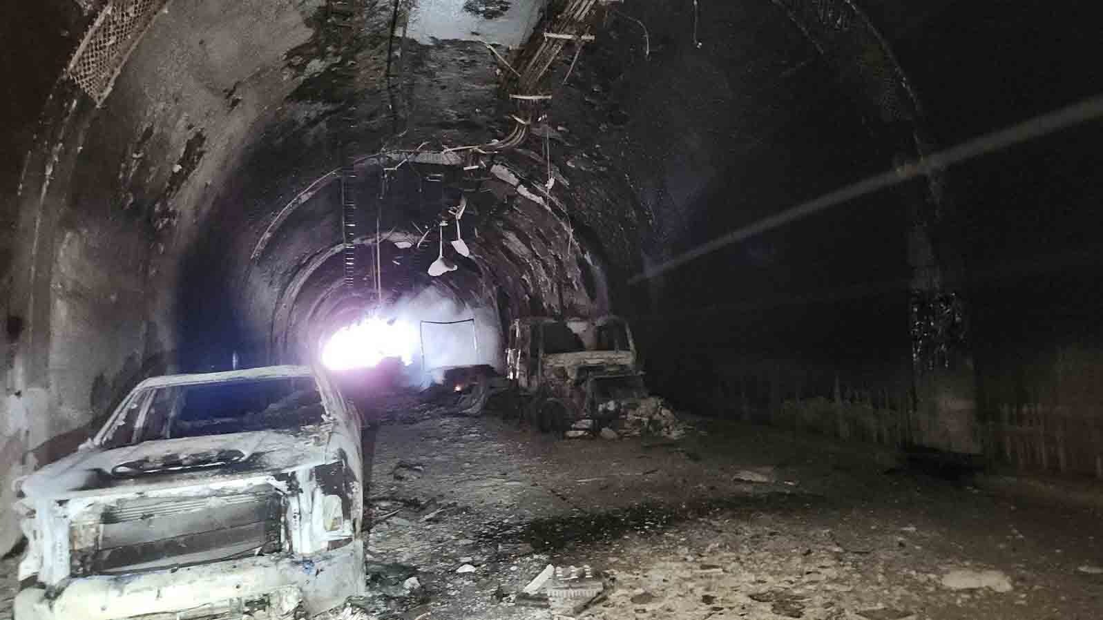 Burned vehicles inside Green River tunnel on Sunday, February 16, 2025.