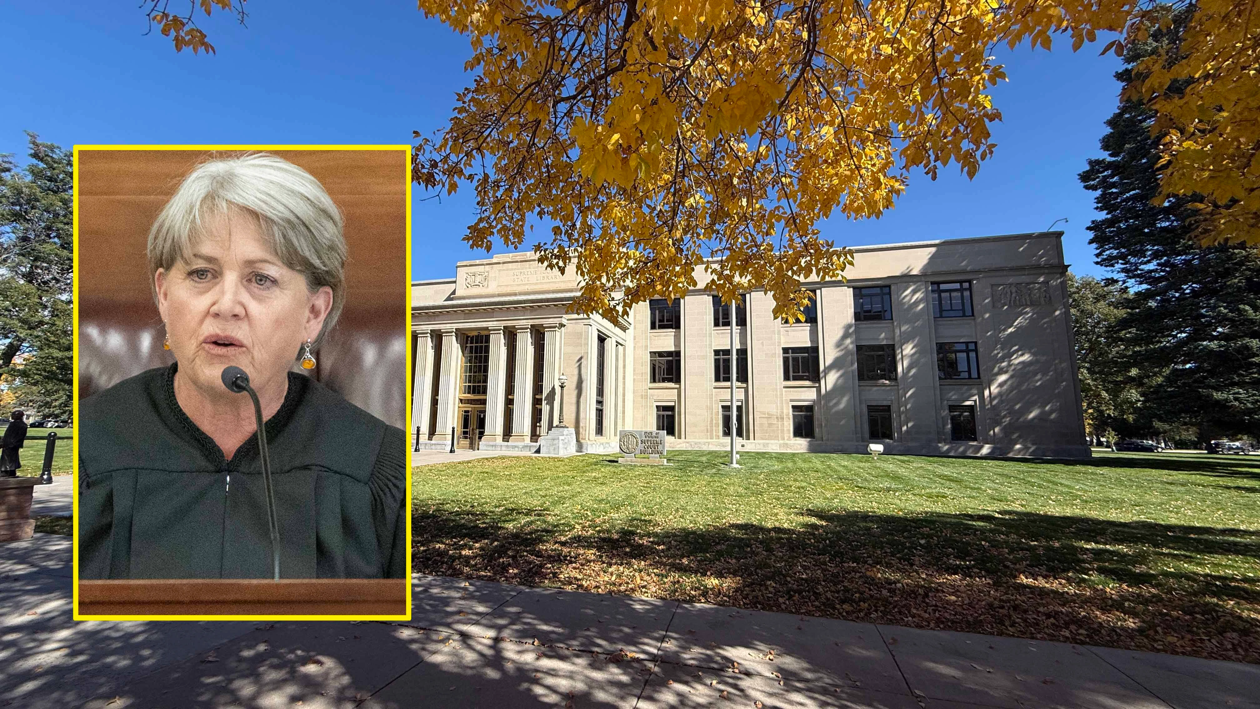 The Wyoming Supreme Court heard argument Tuesday from two transgender people asking the court to make the state change their birth certificates' sex designations. Inset: Wyoming Supreme Court Chief Justice Lynn Boomgaarden