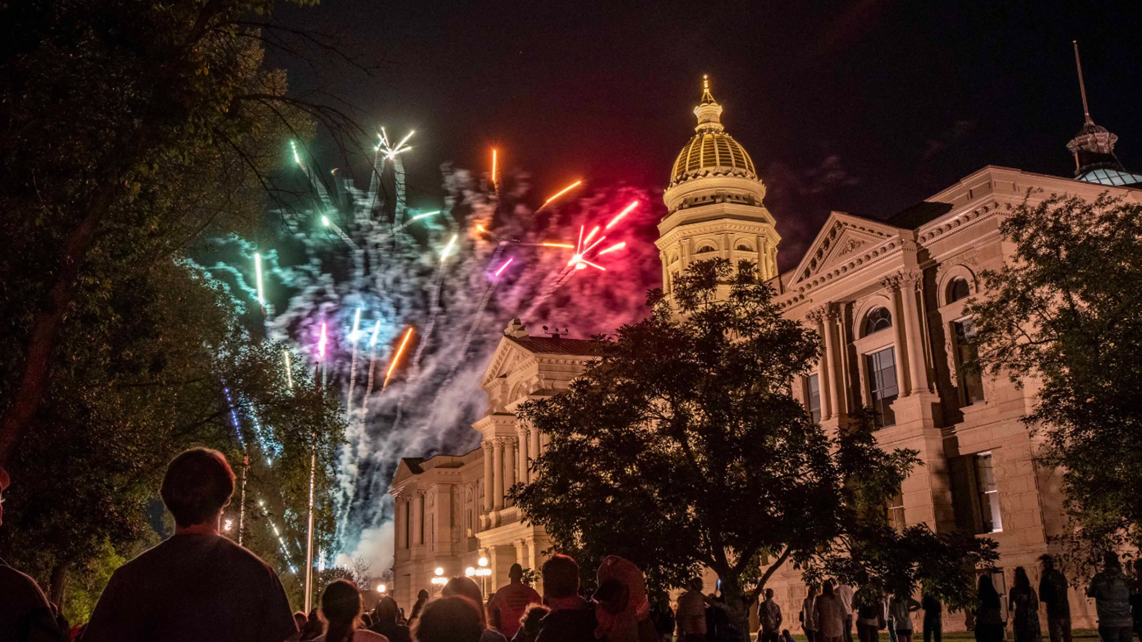 Fireworks over the Wyoming State Capitol