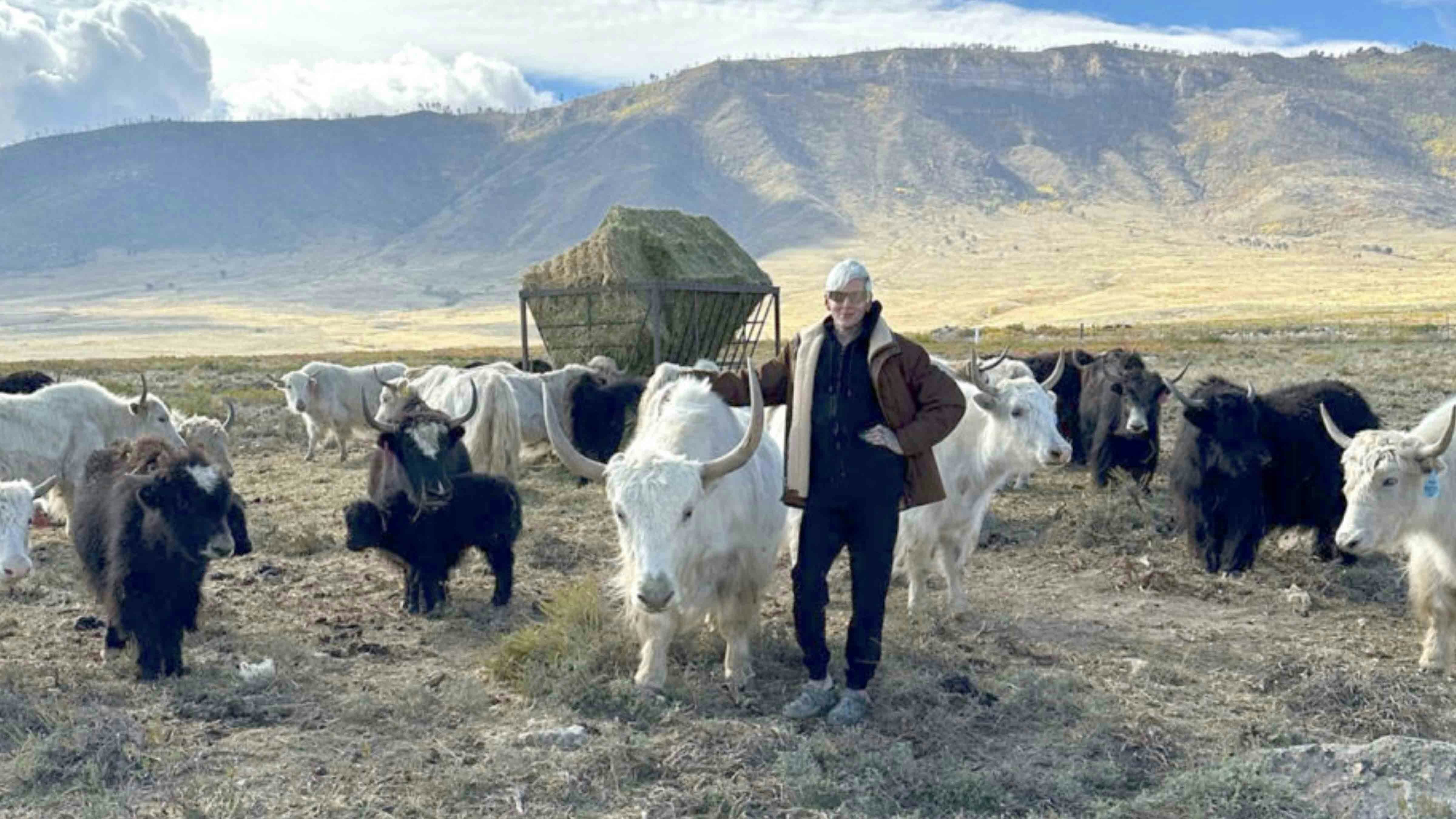 Jeffree Star with the animals on his Wyoming yak ranch.