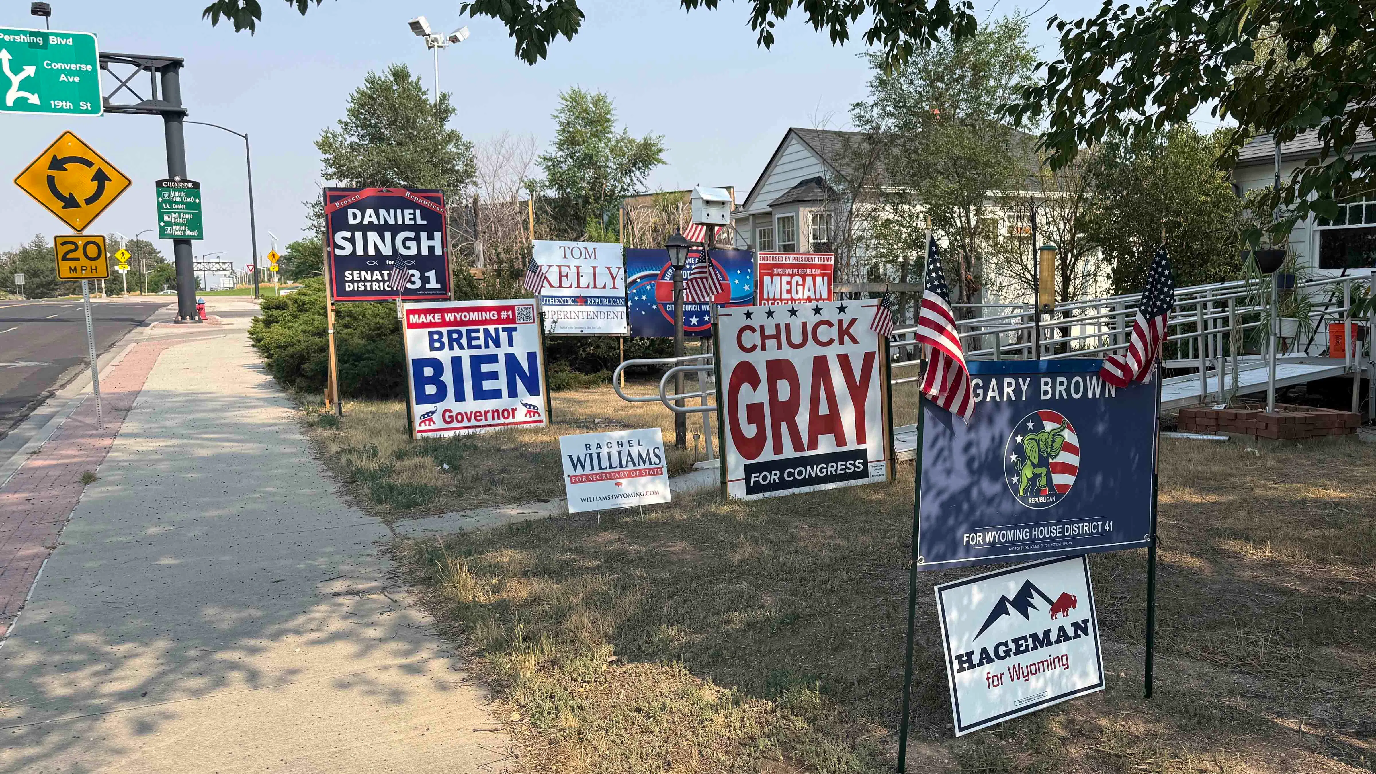 Political yard signs in Cheyenne