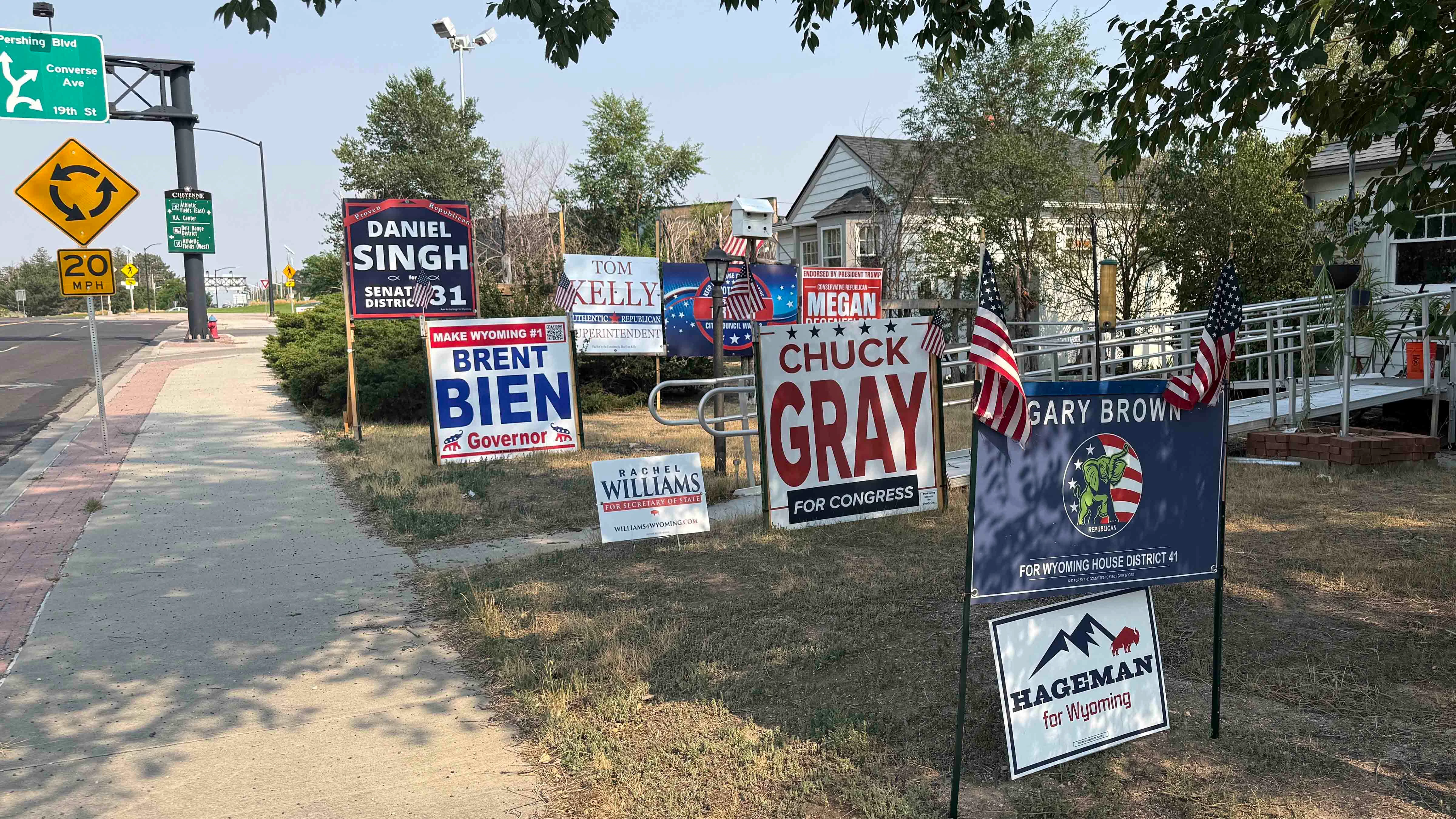 Political yard signs in Cheyenne